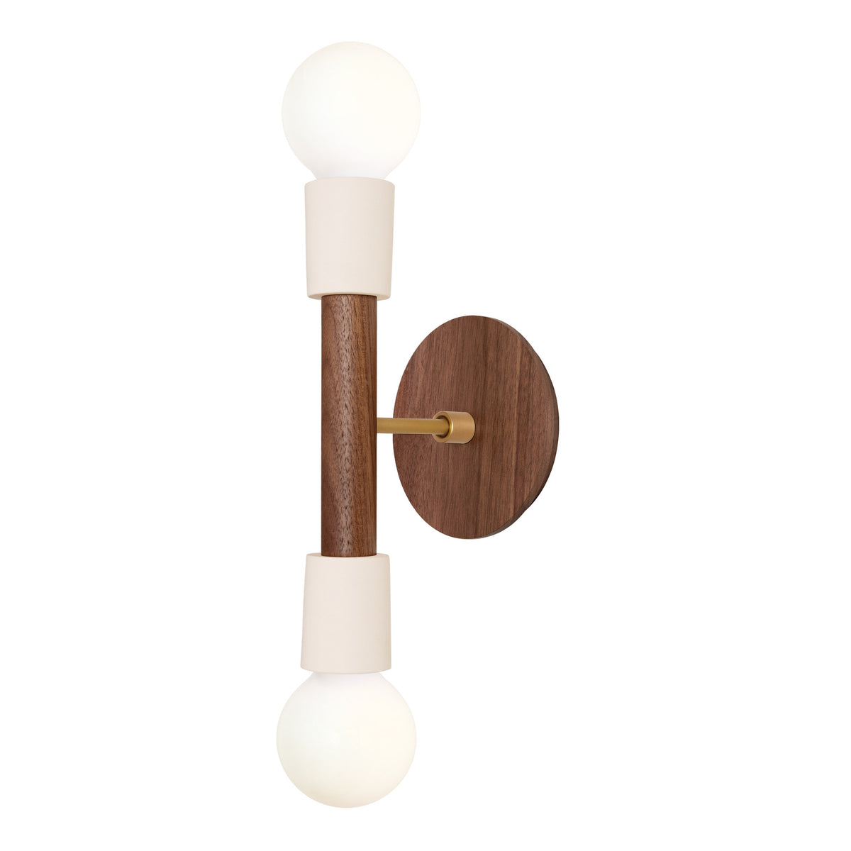Bailey Sconce shown in Walnut and Heirloom Brass with a Walnut Wood Canopy