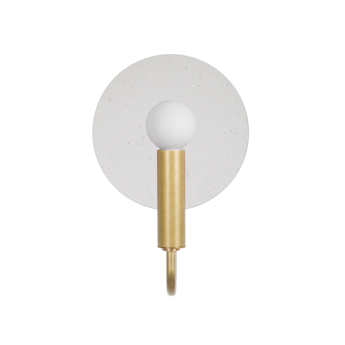 Edith ADA Sconce shown in Brass with a Cloud Concrete Canopy