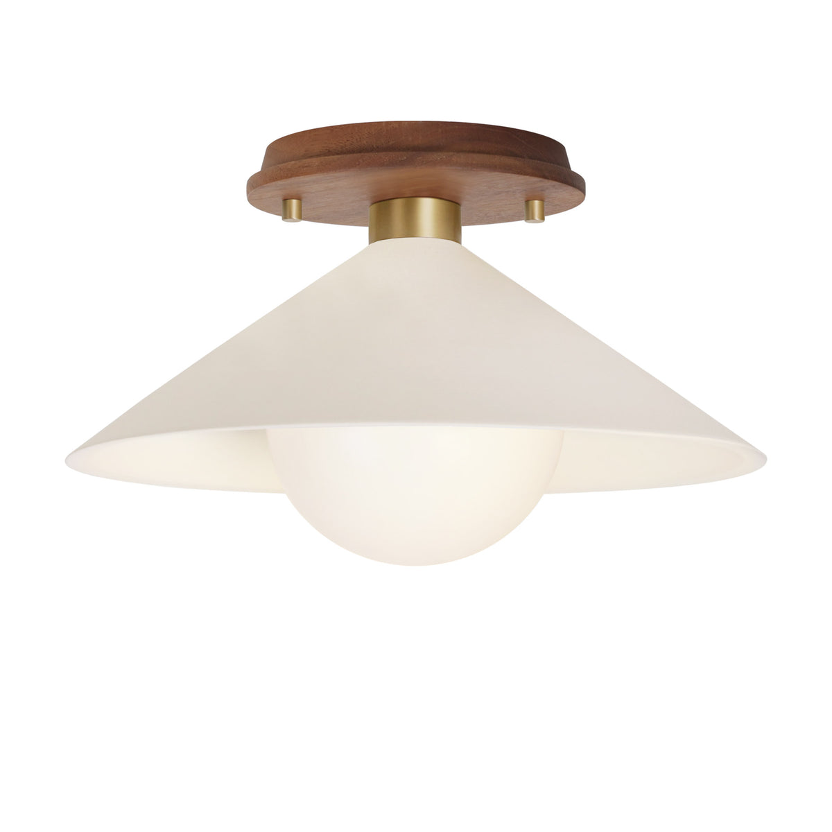 Elvia Surface shown in Brass with a Walnut Wood canopy
