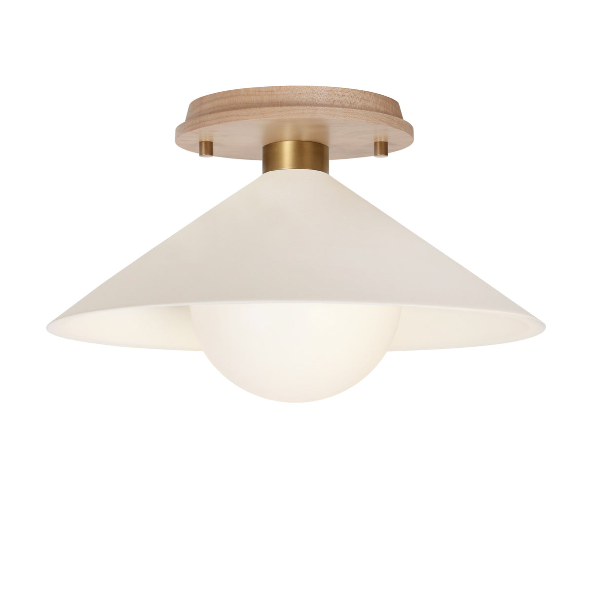 Elvia Surface shown in Heirloom Brass with a Maple Wood canopy
