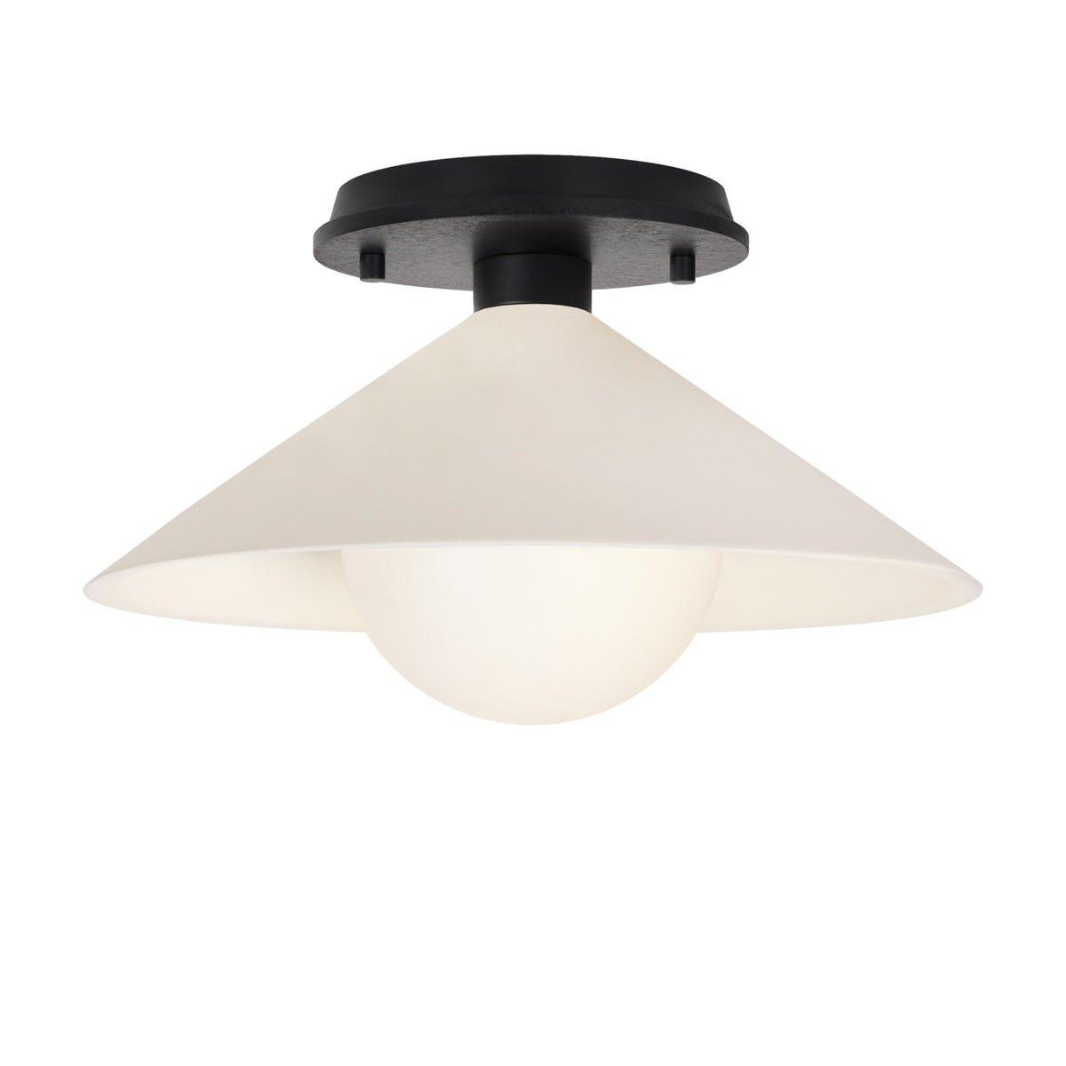 Elvia Surface shown in Matte Black with a Black Stained Wood canopy