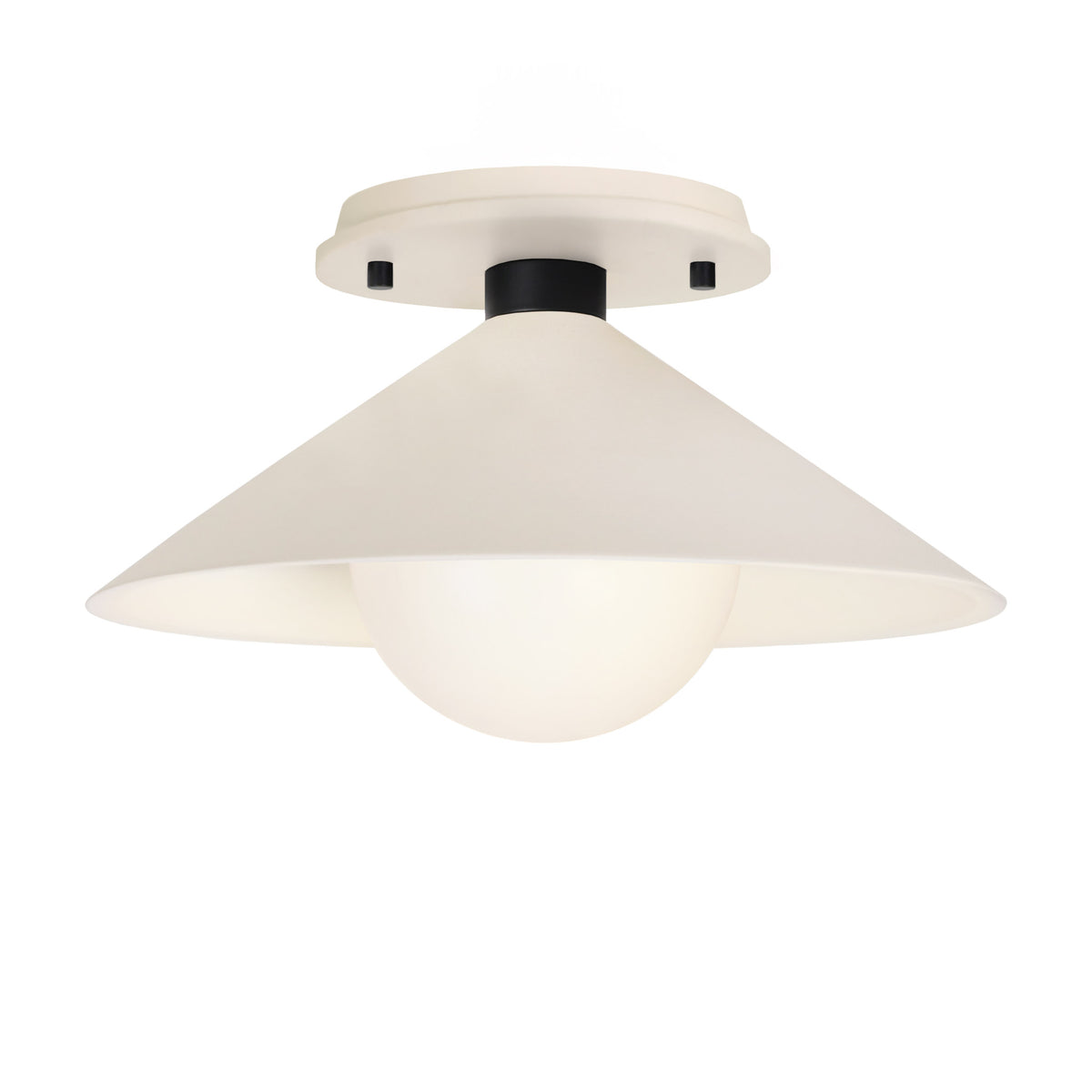 Elvia Surface shown in Matte Black with a Bone Ceramic canopy