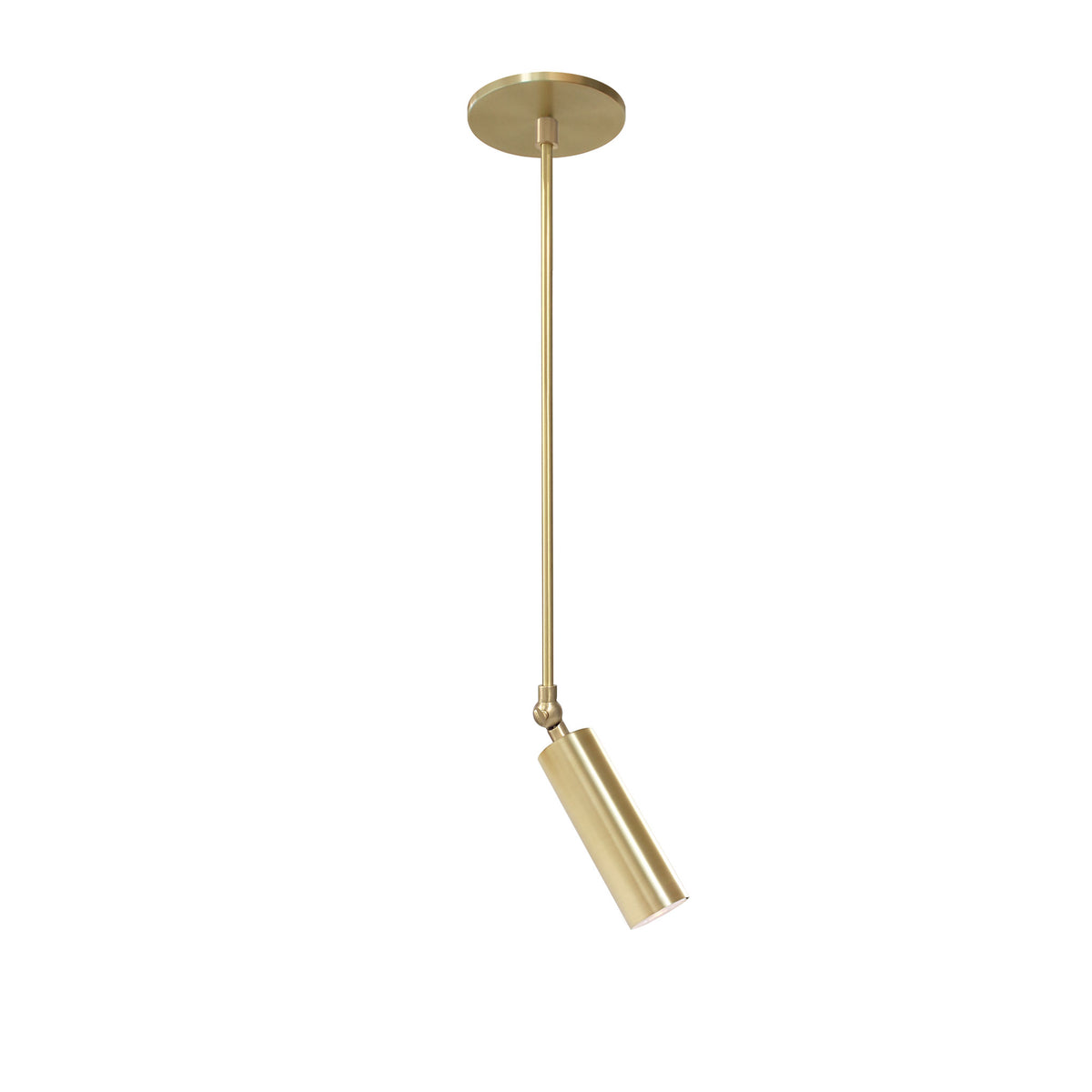 Fjord Spot Pendant shown in Brass with Recessed + LED Bulb Socket Placement