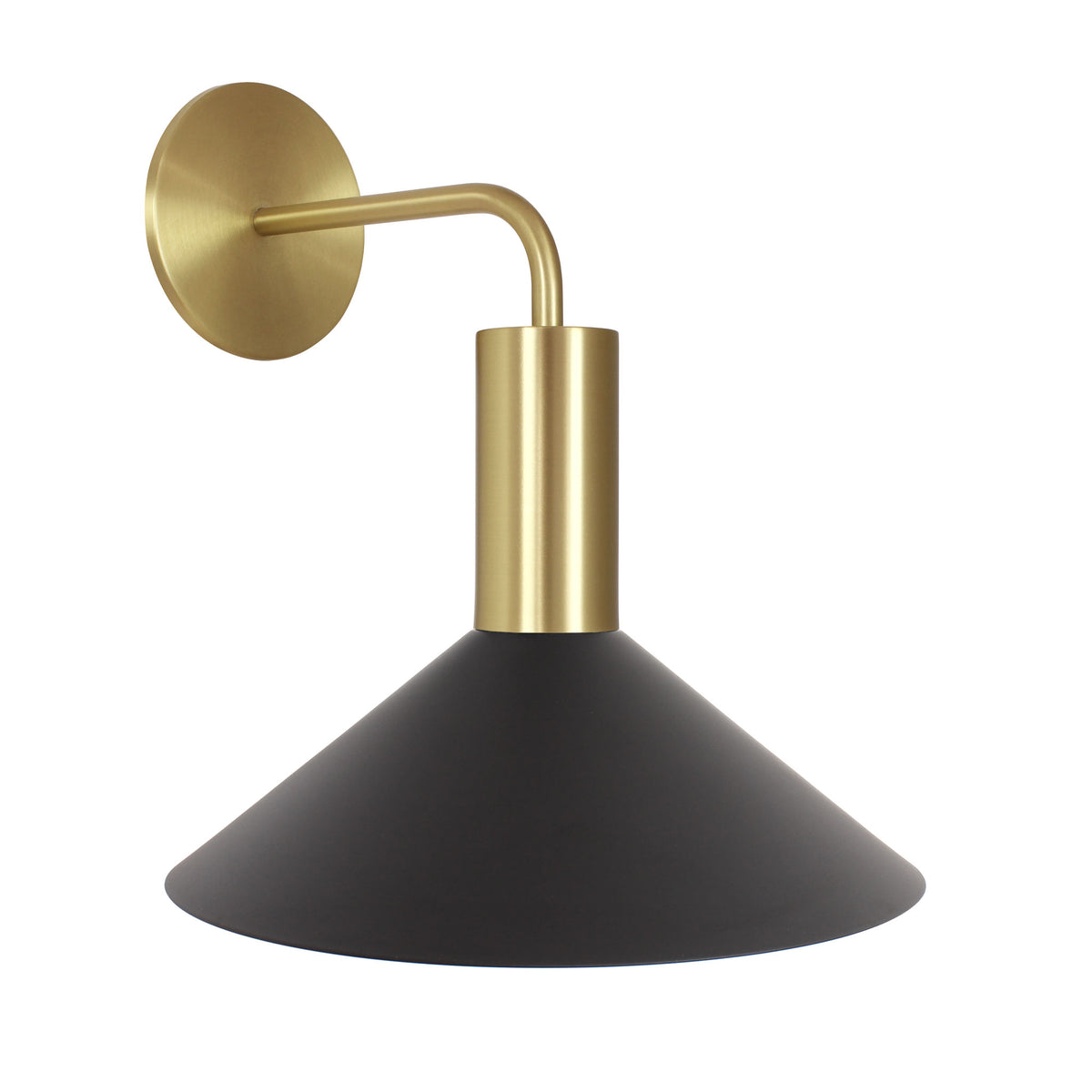 June Sconce shown in Matte Black with Brass
