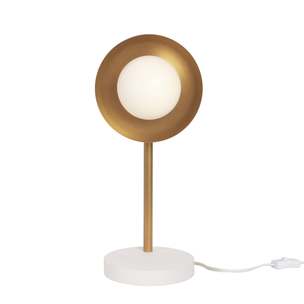 Lexi Lamp shown with a solid Heirloom Brass shade