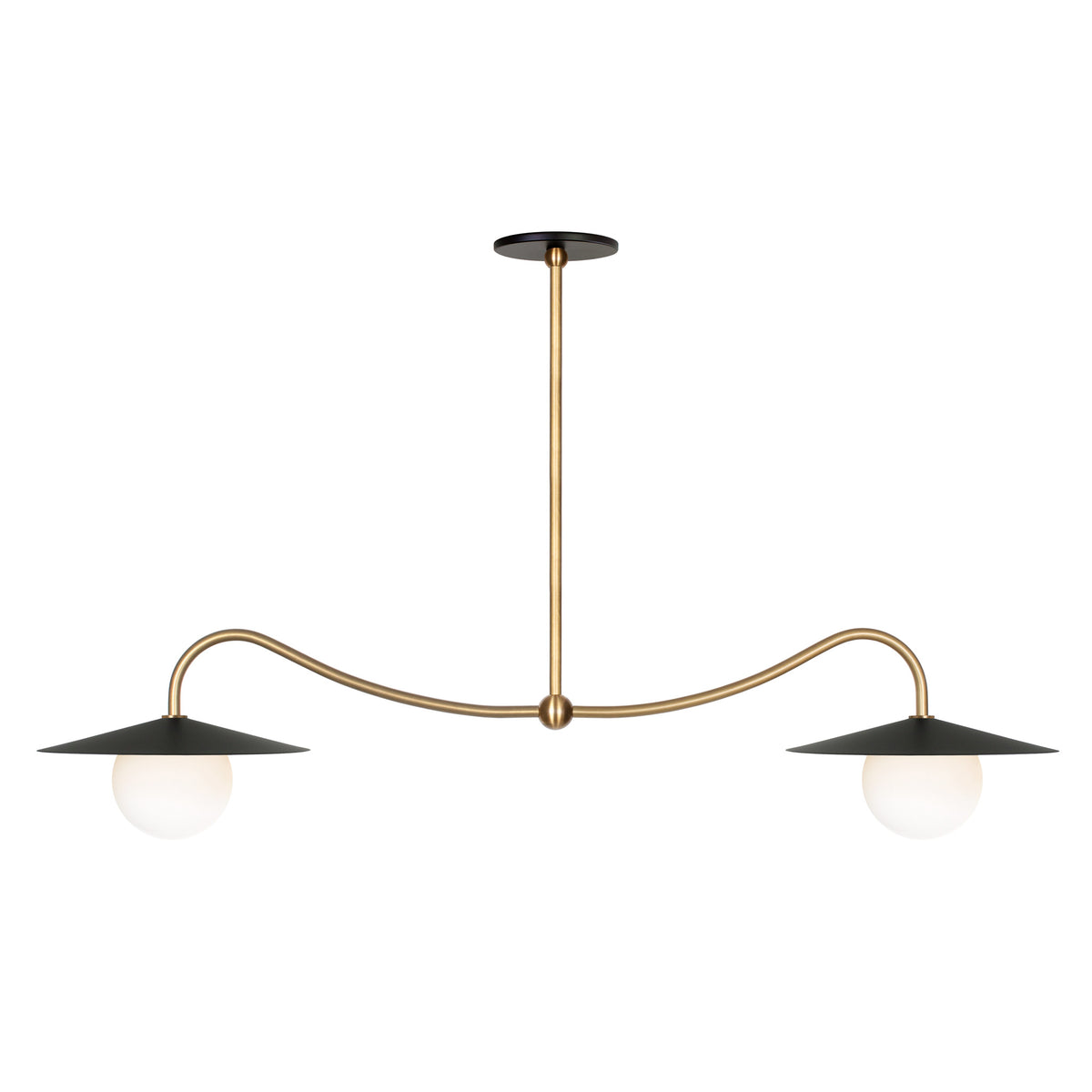 Marie Double Pendant shown in Matte Black with Heirloom Brass