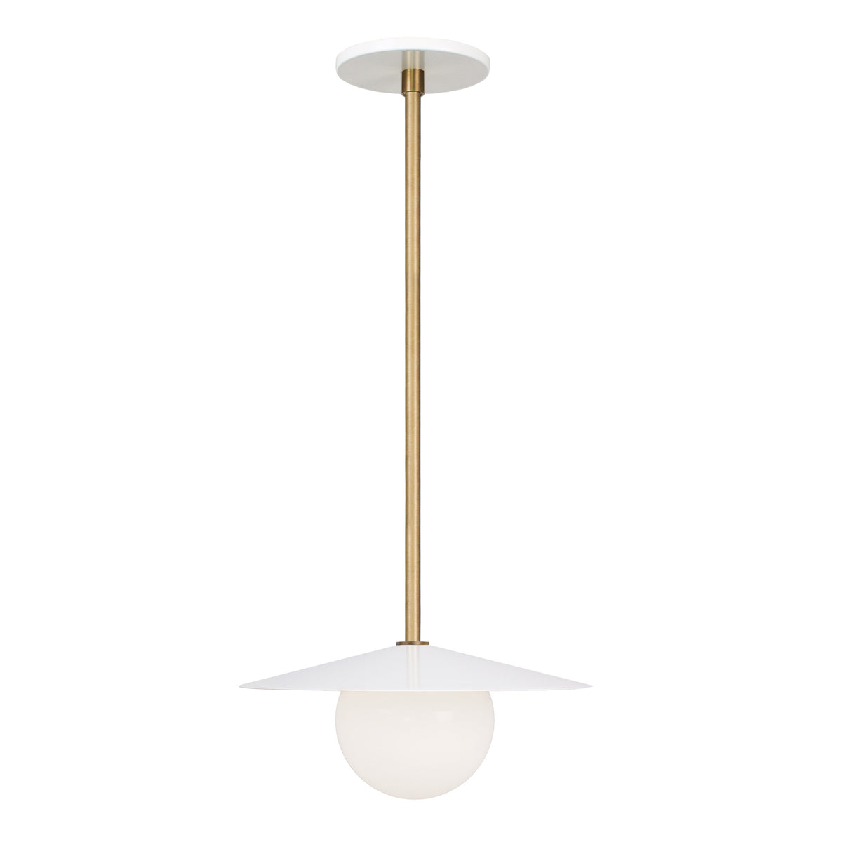 Marie Pendant shown in White with Heirloom Brass