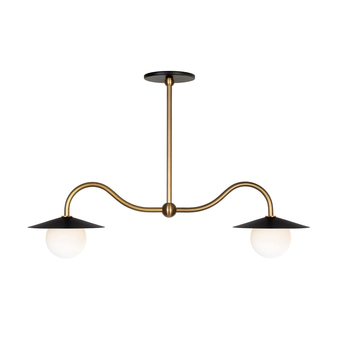Marie Petite Double Pendant shown in Matte Black with Heirloom Brass
