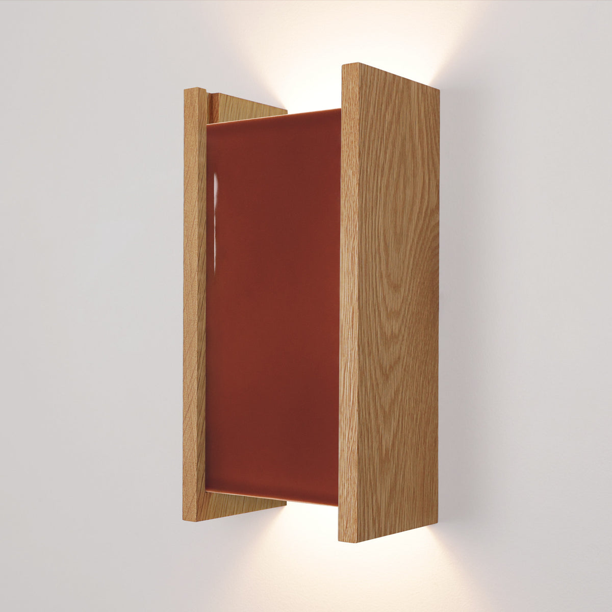 McKenzie Sconce shown in Oak with a Cinnamon Ceramic Finish