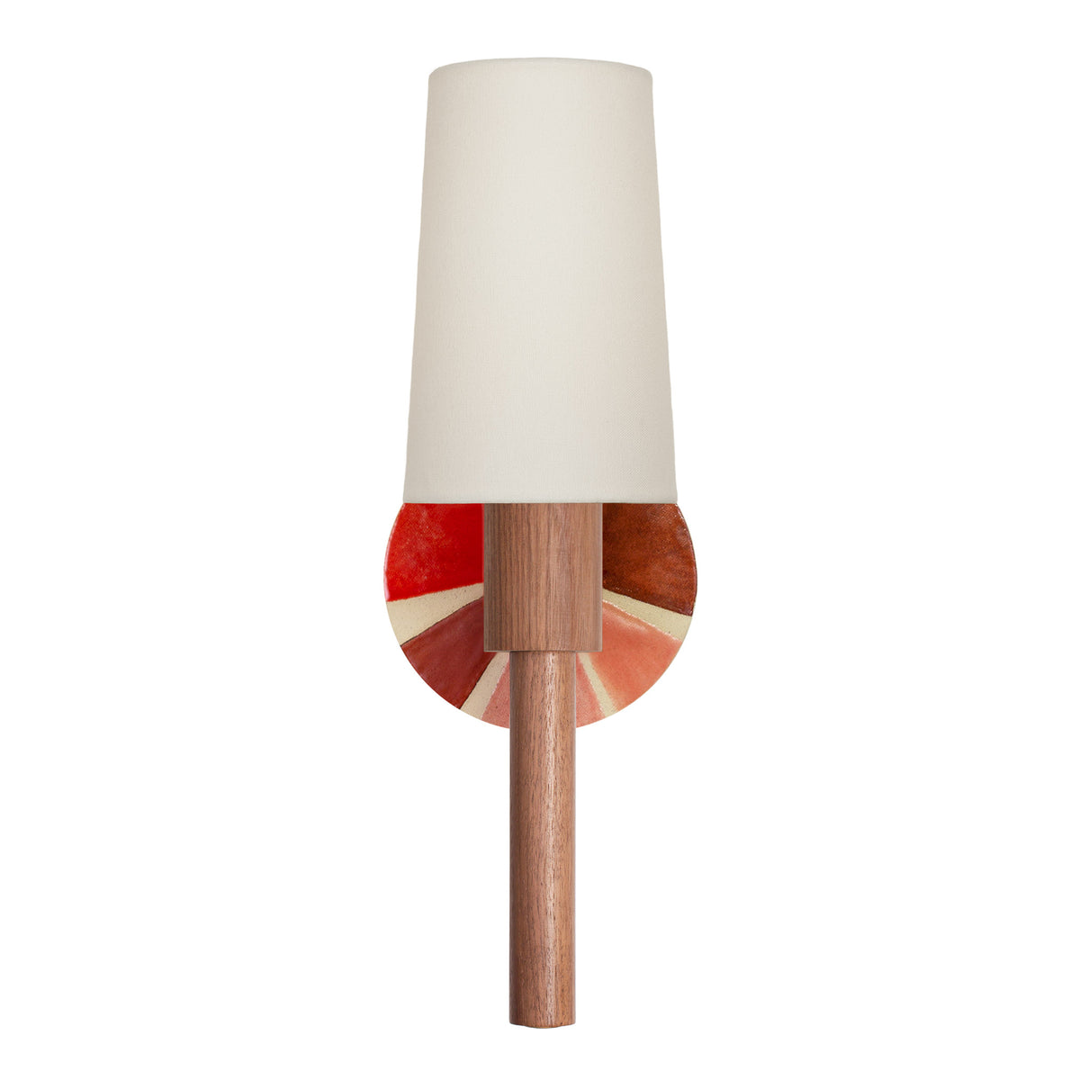 Parker Linen shown in Walnut with a Pink and Cream Sun Ray Ceramic