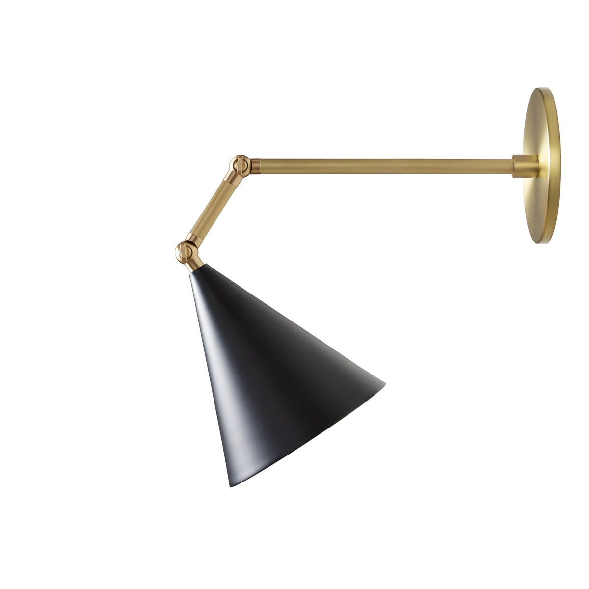 Petra Articulated shown in Black and Brass with an 8" arm