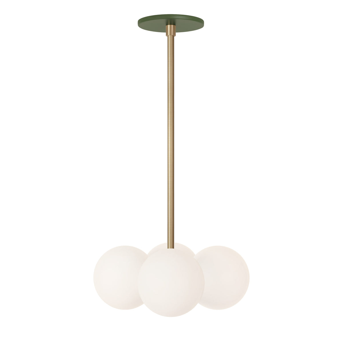 Selene Compass shown in Brass with a Secret Garden Green Canopy