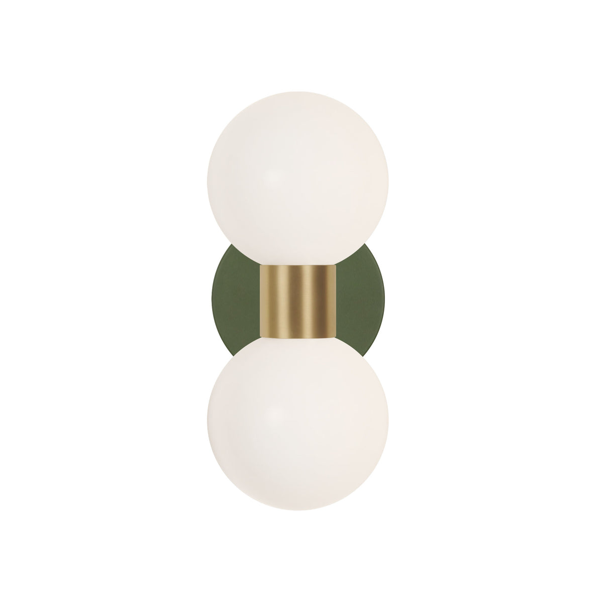 Selene Double shown in Brass with a Secret Garden Green Canopy