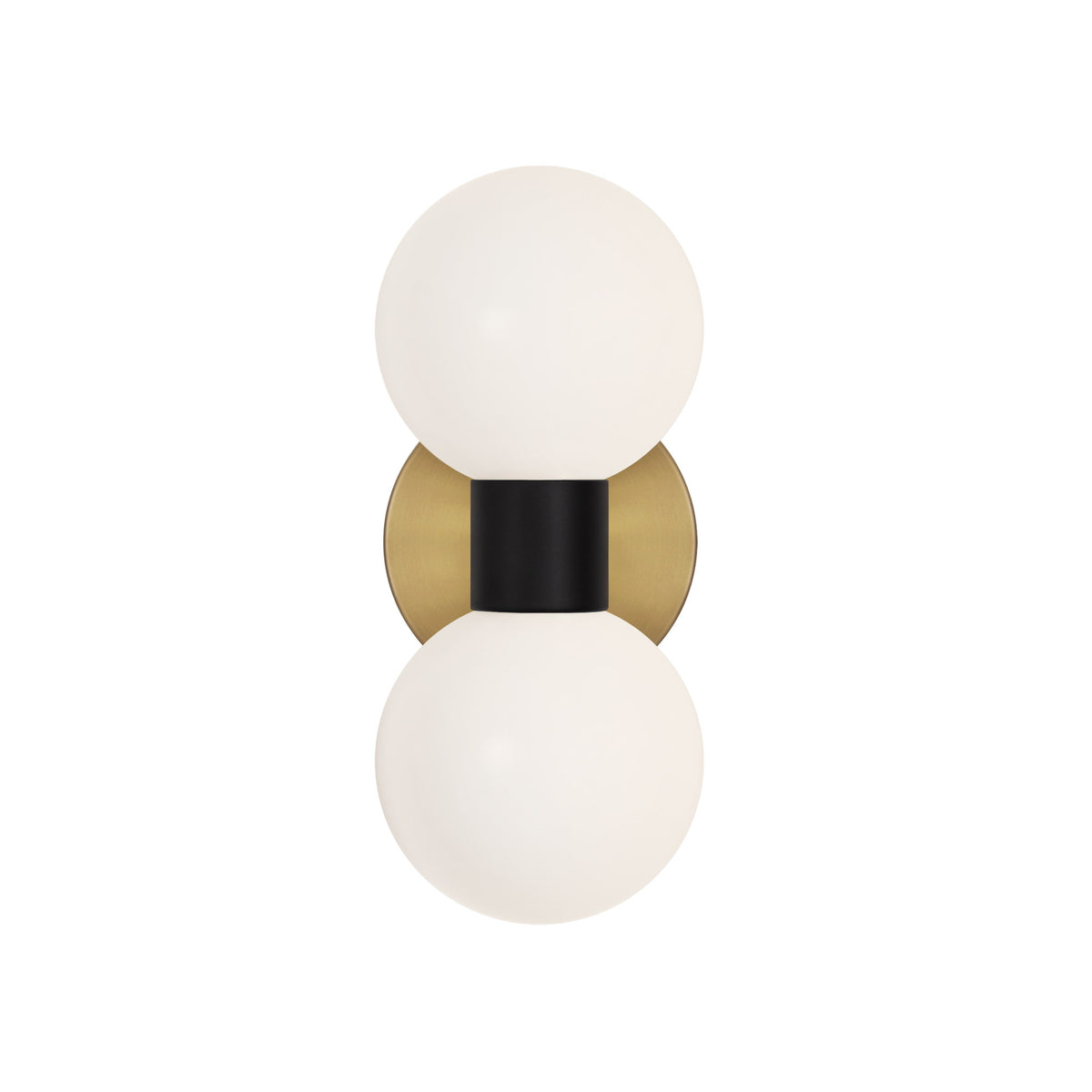 Selene Double shown in Matte Black with a Heirloom Brass Canopy