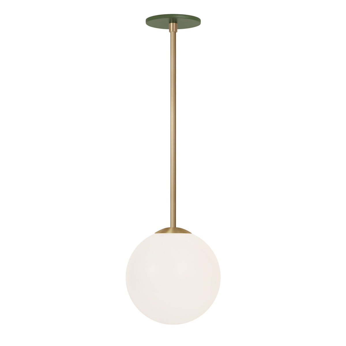 Selene 8" Pendant shown in Brass with a Garden Green Canopy