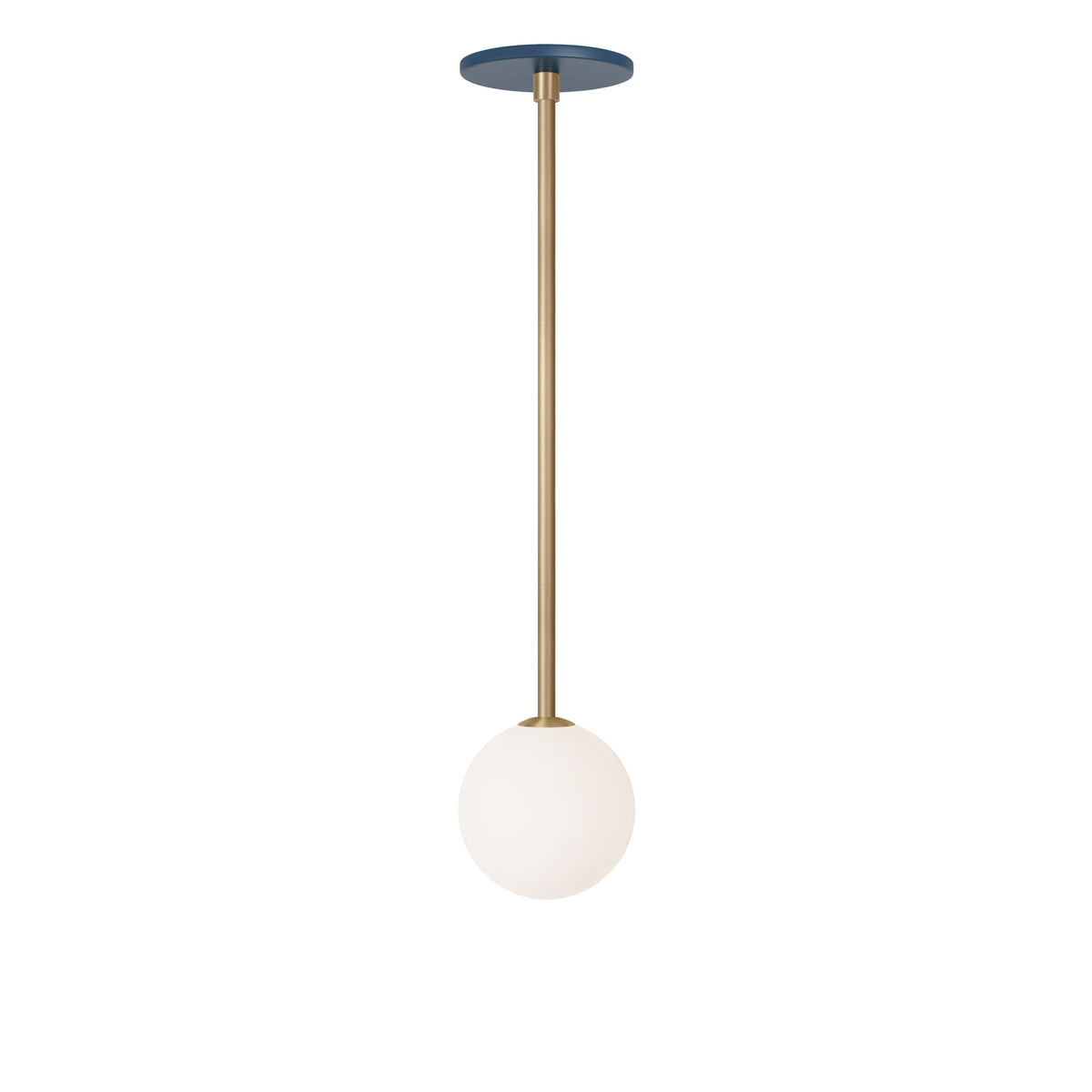 Selene Pendant shown in Brass with an Ocean Blue Canopy
