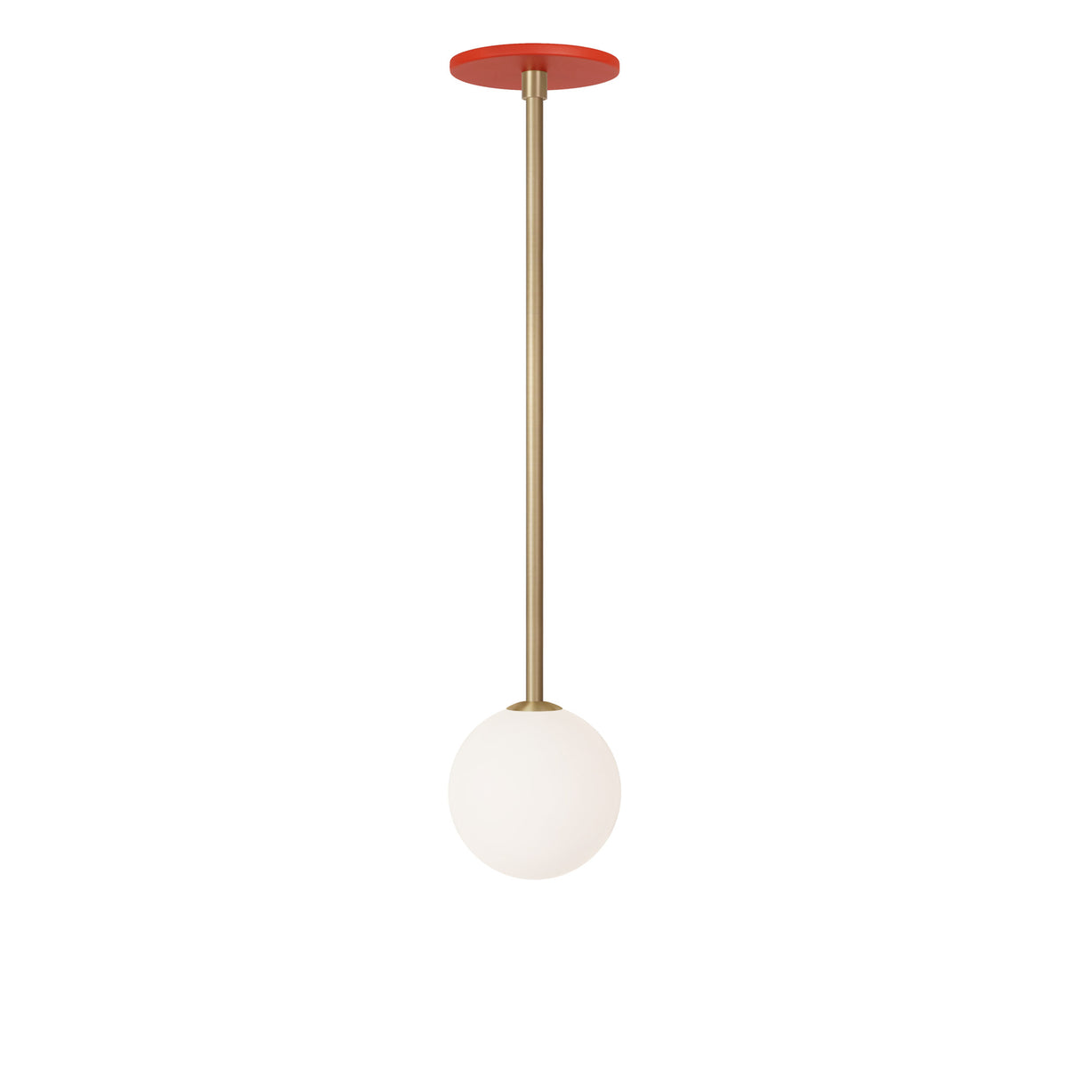 Selene Pendant shown in Brass with a Persimmon Canopy