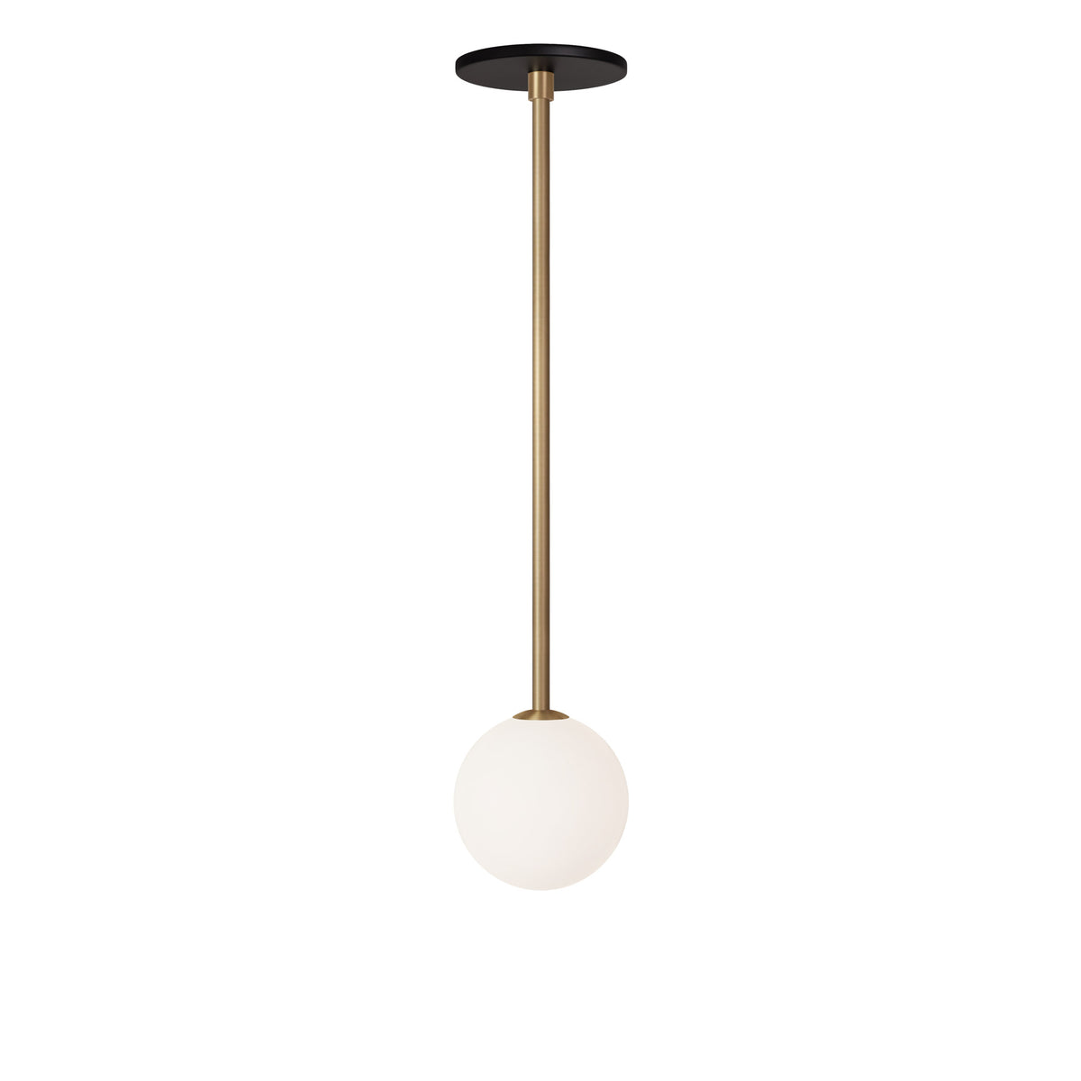 Selene Pendant shown in Heirloom Brass with a Matte Black Canopy