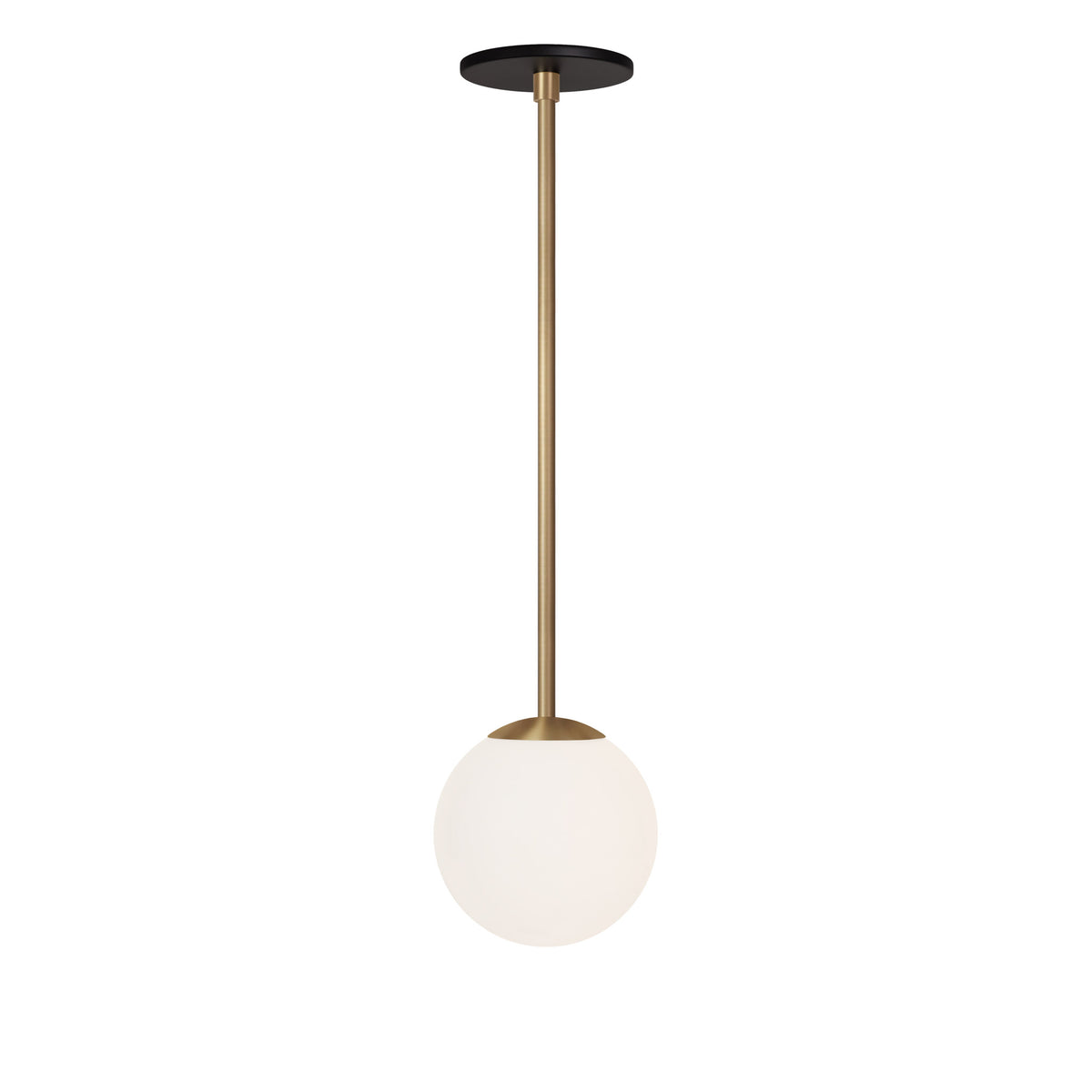 Selene 6" Pendant shown in Heirloom Brass with a Matte Black Canopy