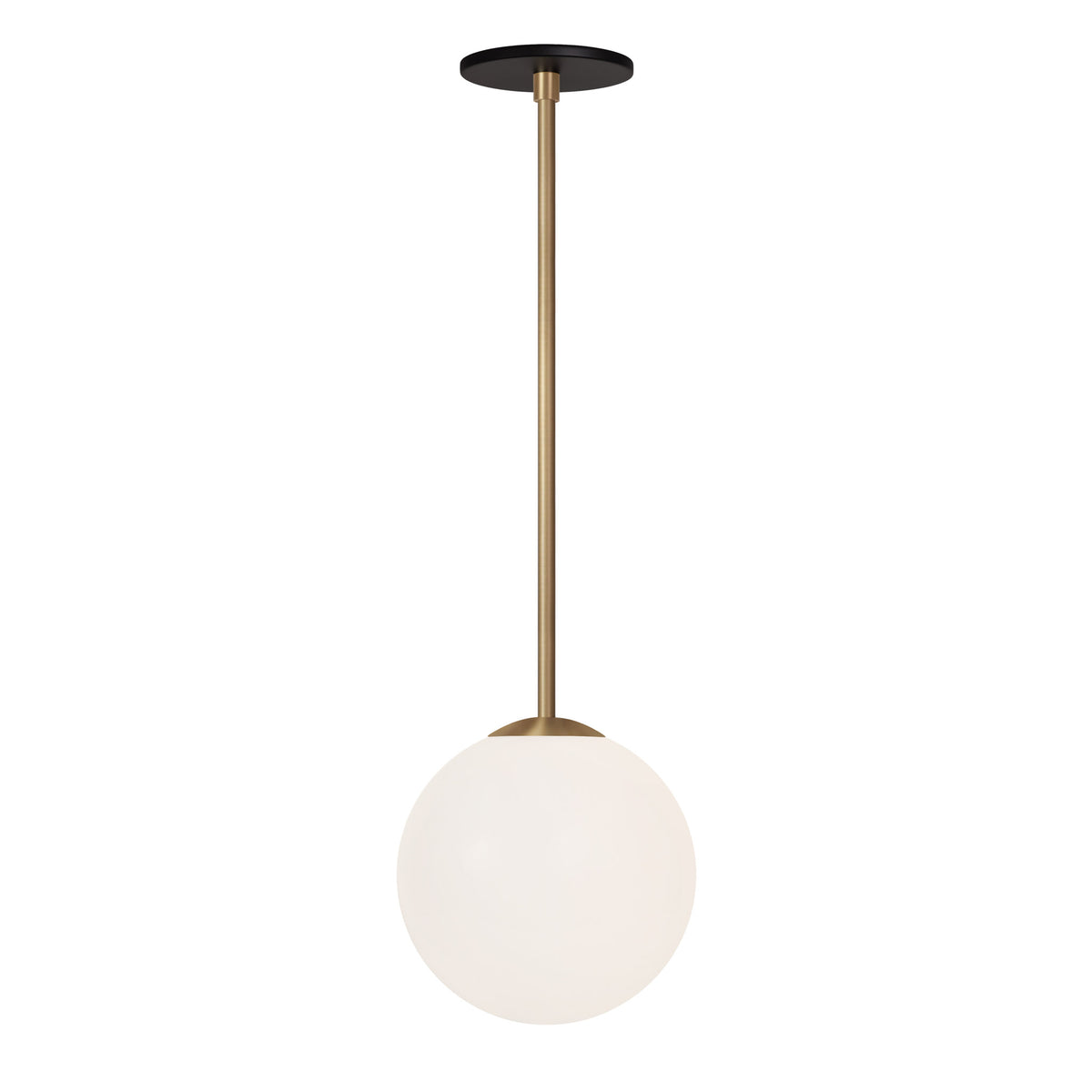 Selene 8" Pendant shown in Heirloom Brass with a Matte Black Canopy