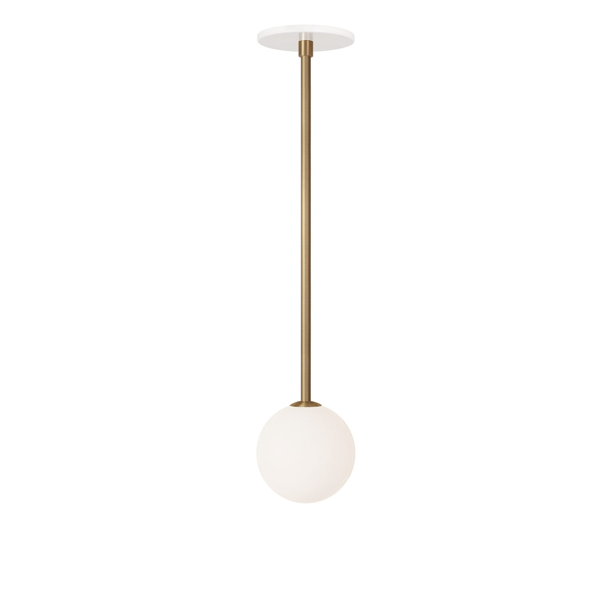 Selene Pendant shown in Heirloom Brass with a White Canopy