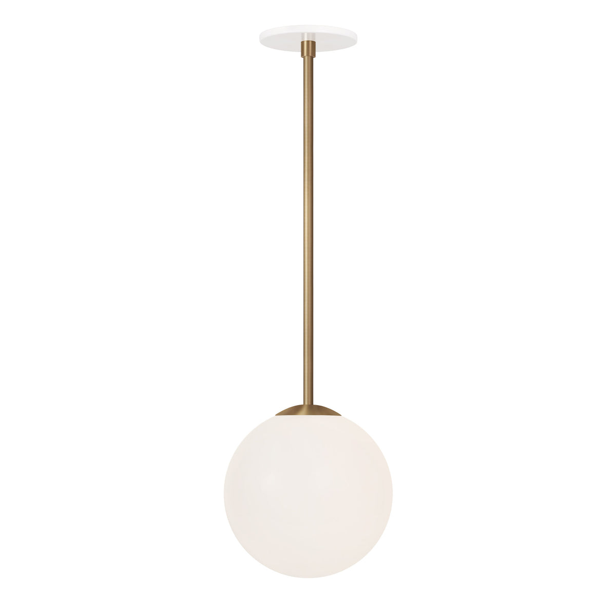 Selene 8" Pendant shown in Heirloom Brass with a White Canopy
