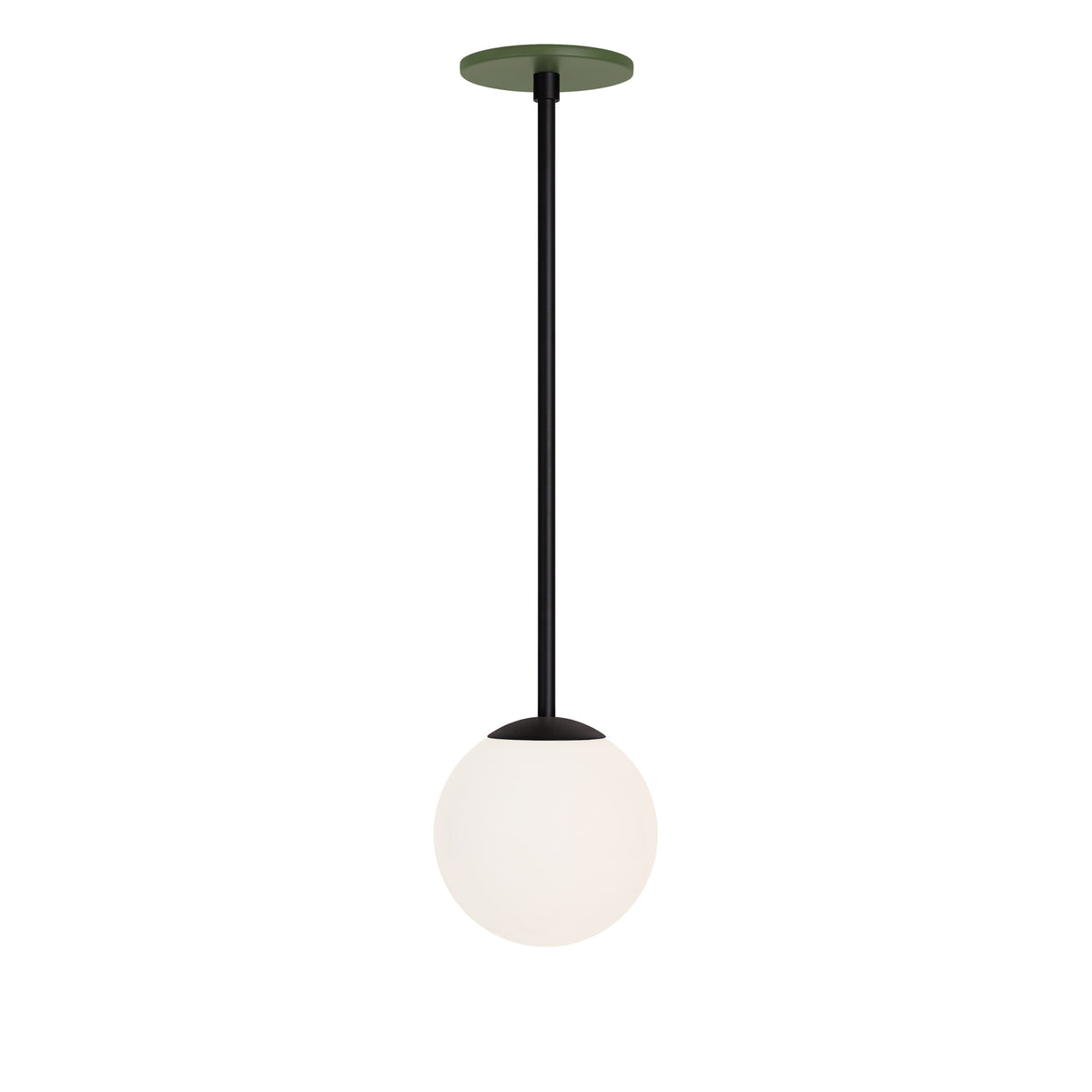 Selene 6" Pendant shown in Matte Black with a Garden Green Canopy