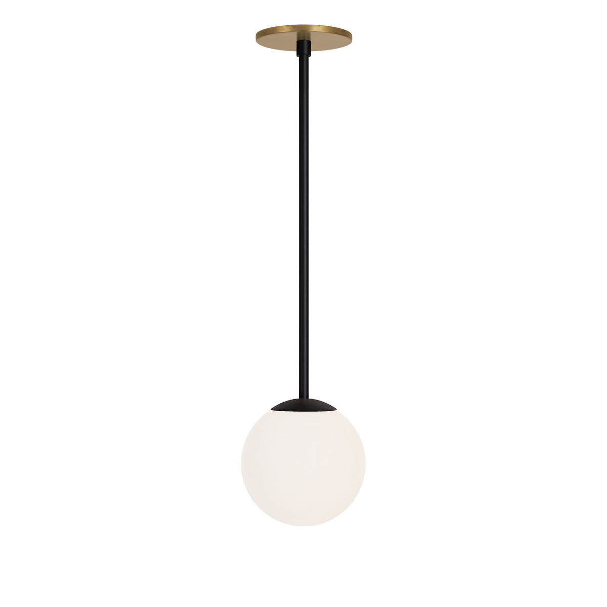 Selene 6" Pendant shown in Matte Black with a Heirloom Brass Canopy
