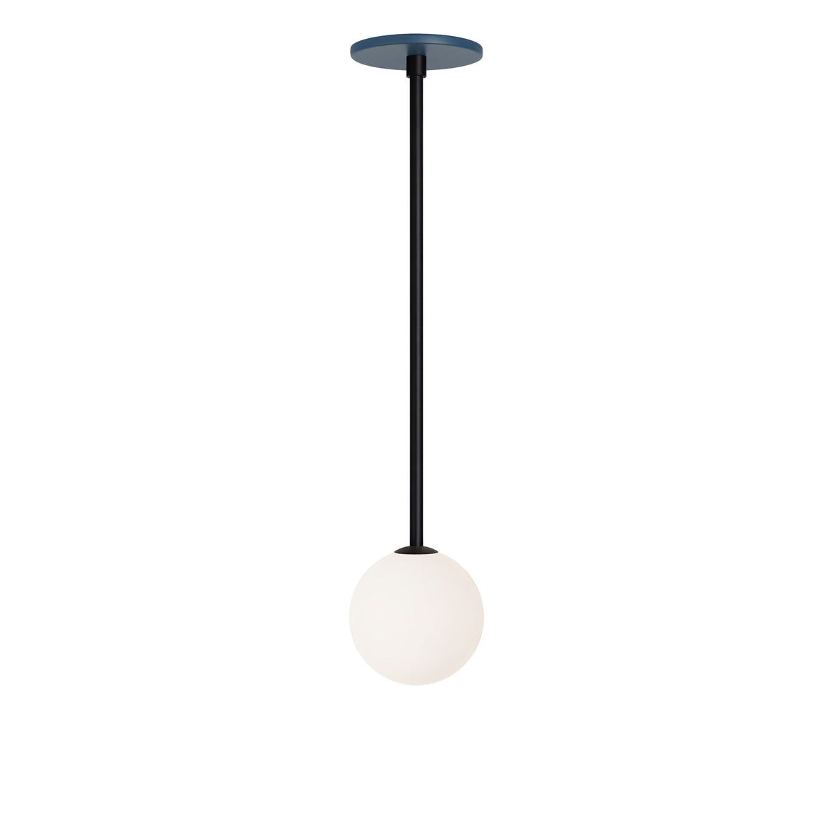 Selene Pendant shown in Matte Black with an Ocean Blue Canopy
