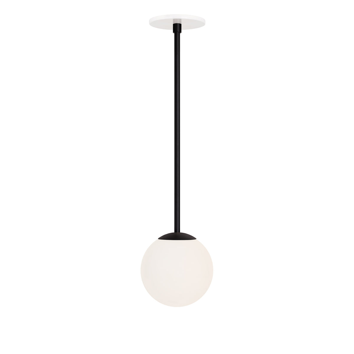 Selene 6" Pendant shown in Matte Black with a White Canopy