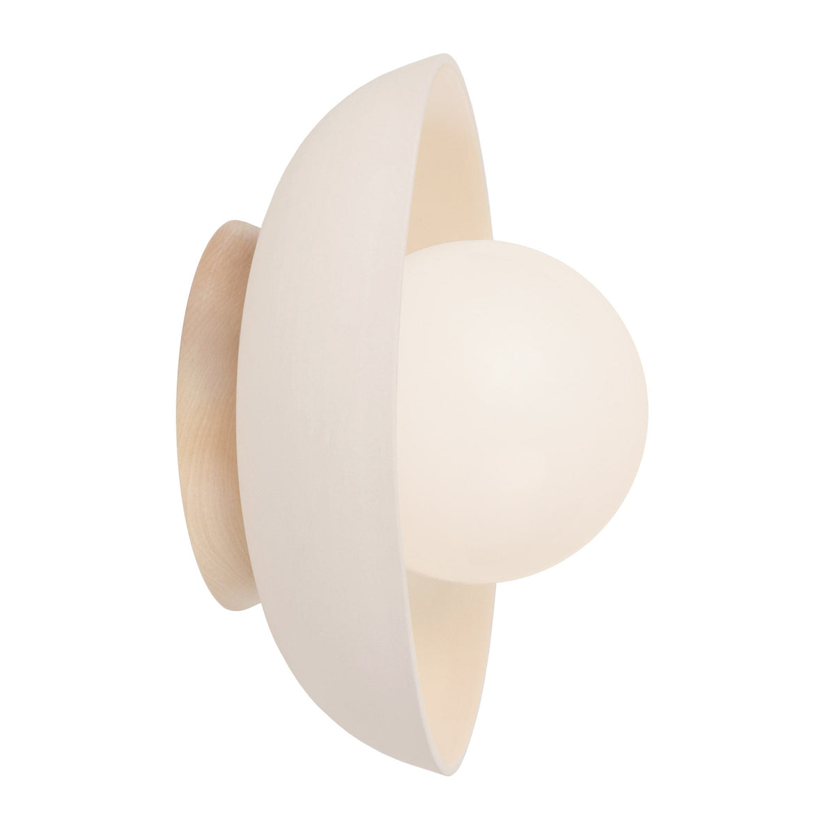 Terra Lexi Large 6" shown in Bone ceramic with a Maple wood canopy