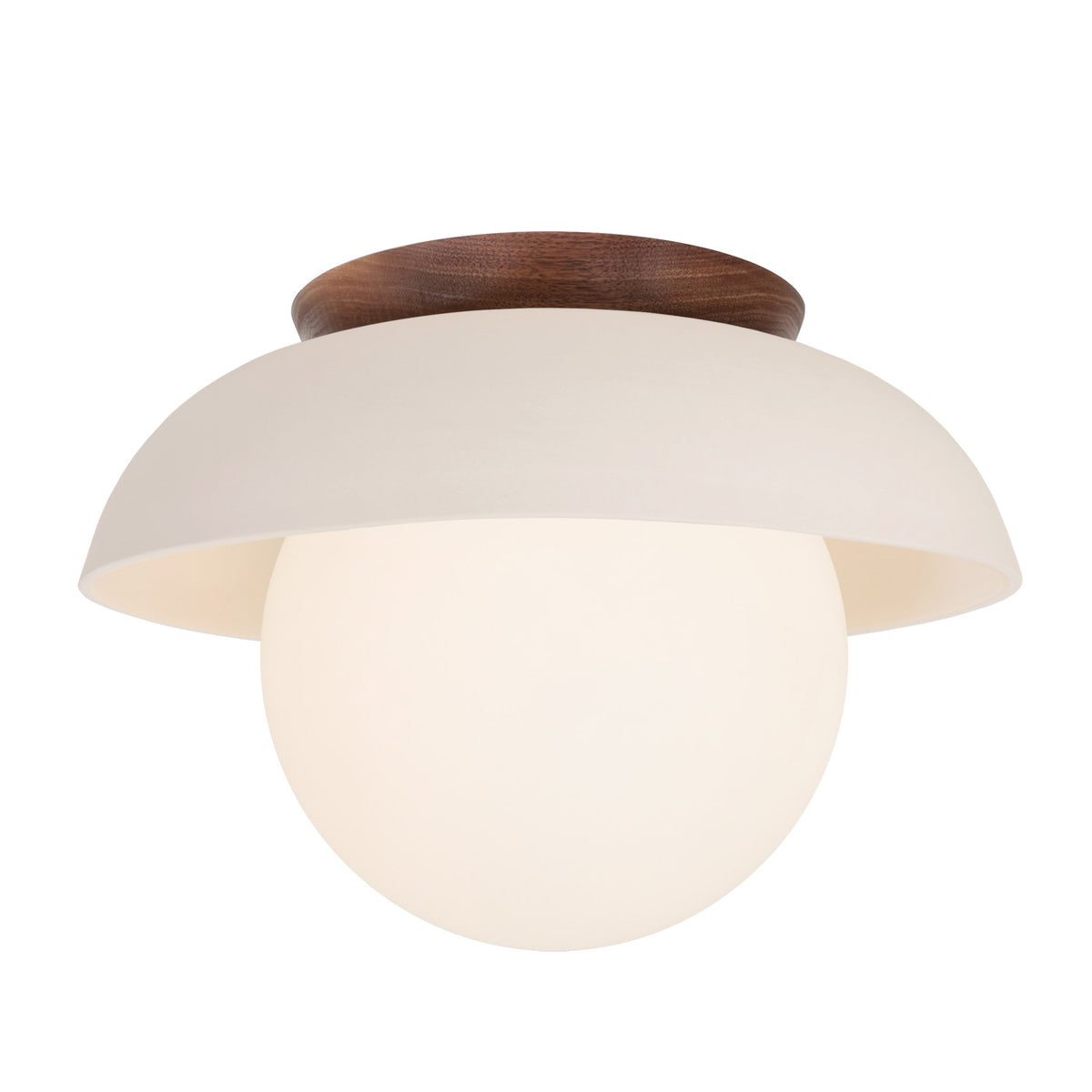 Terra Lexi Large 8" shown in Bone ceramic with a Walnut wood canopy