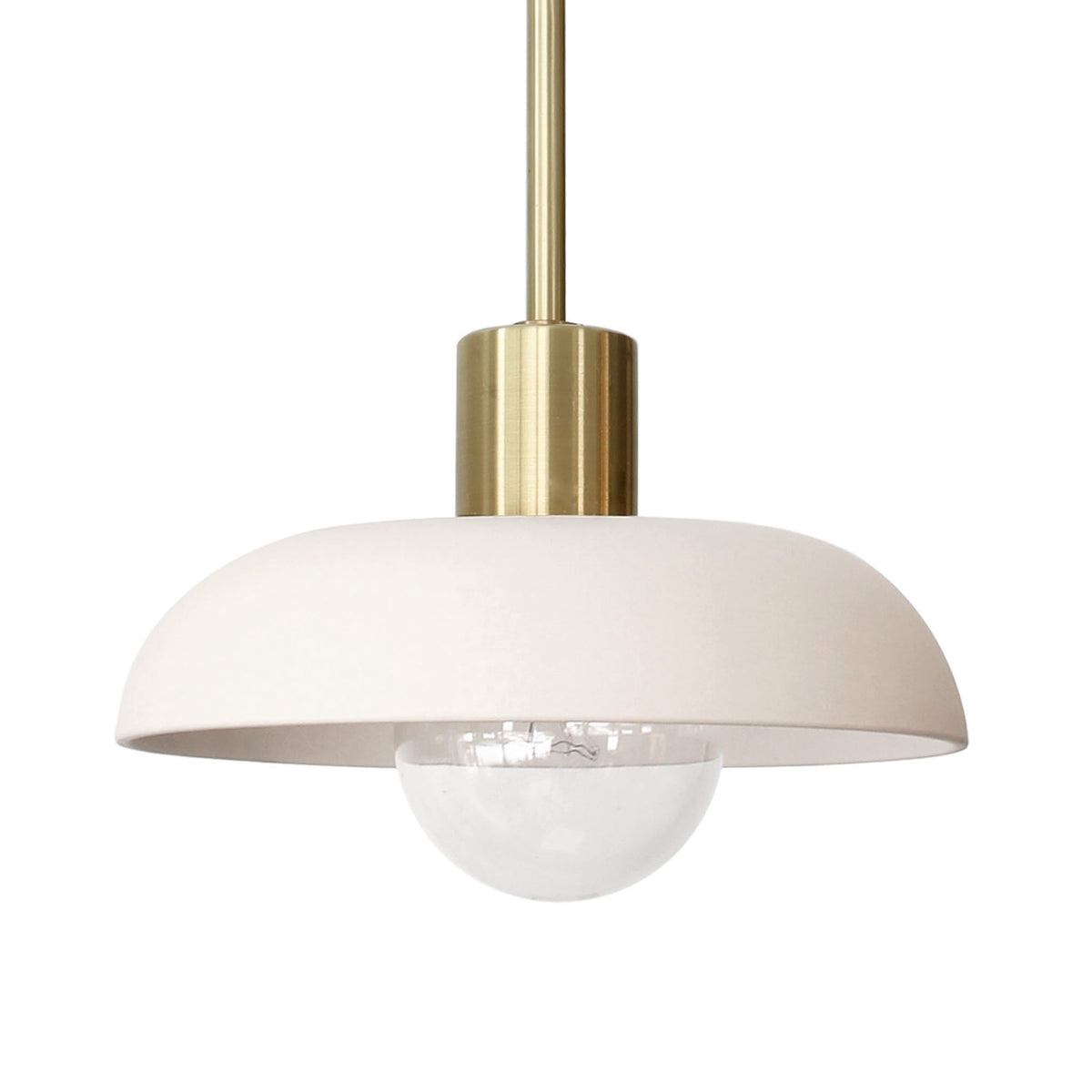 Terra Pendant shown in Bone ceramic with Brass