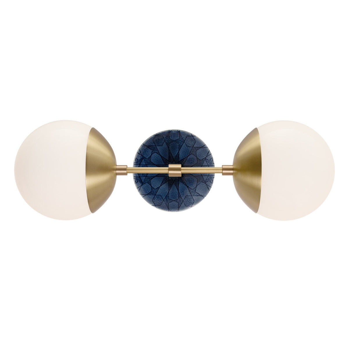 Theo shown in Brass with an Indigo Blue Star Ceramic Canopy
