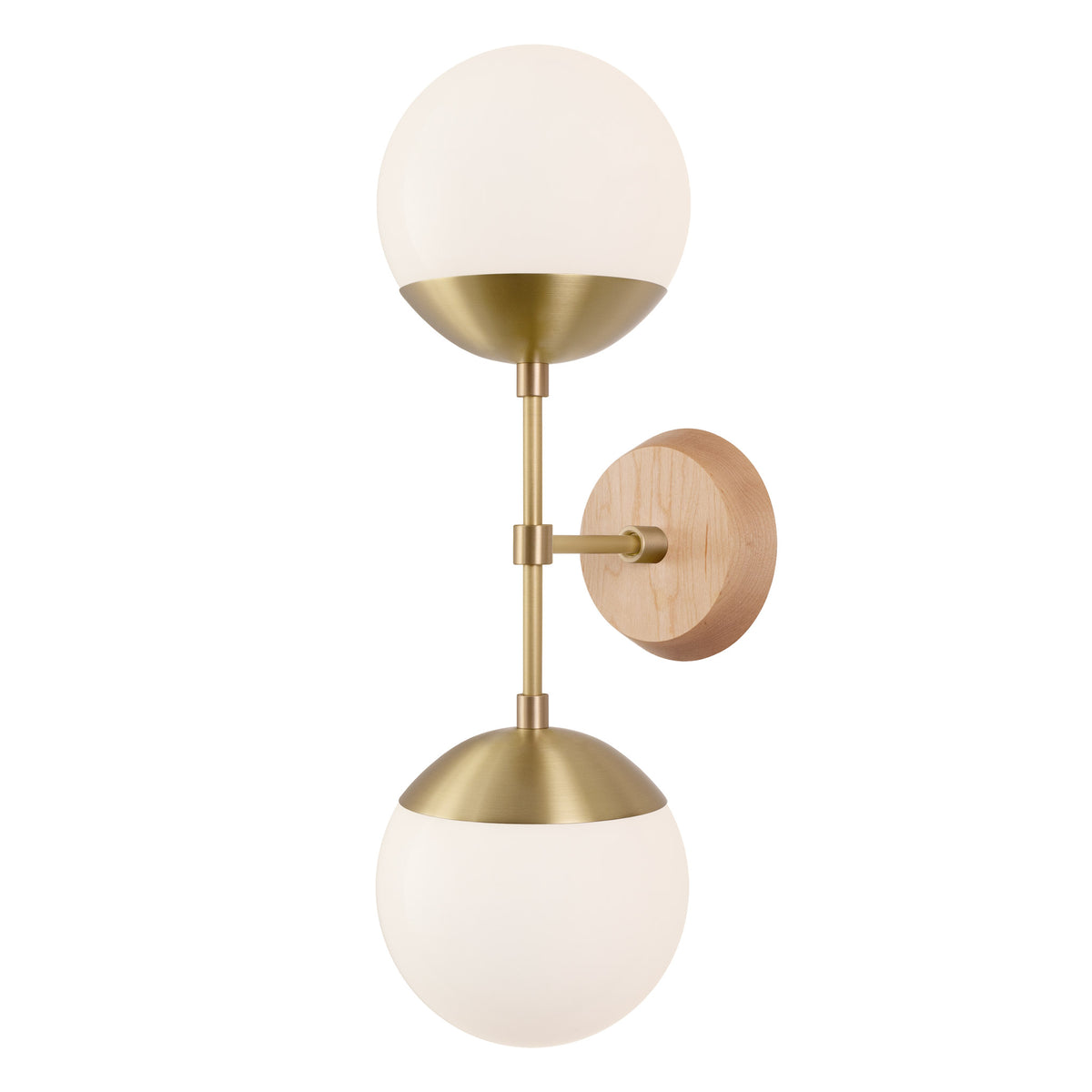 Theo shown in Brass and a Maple Wood Canopy