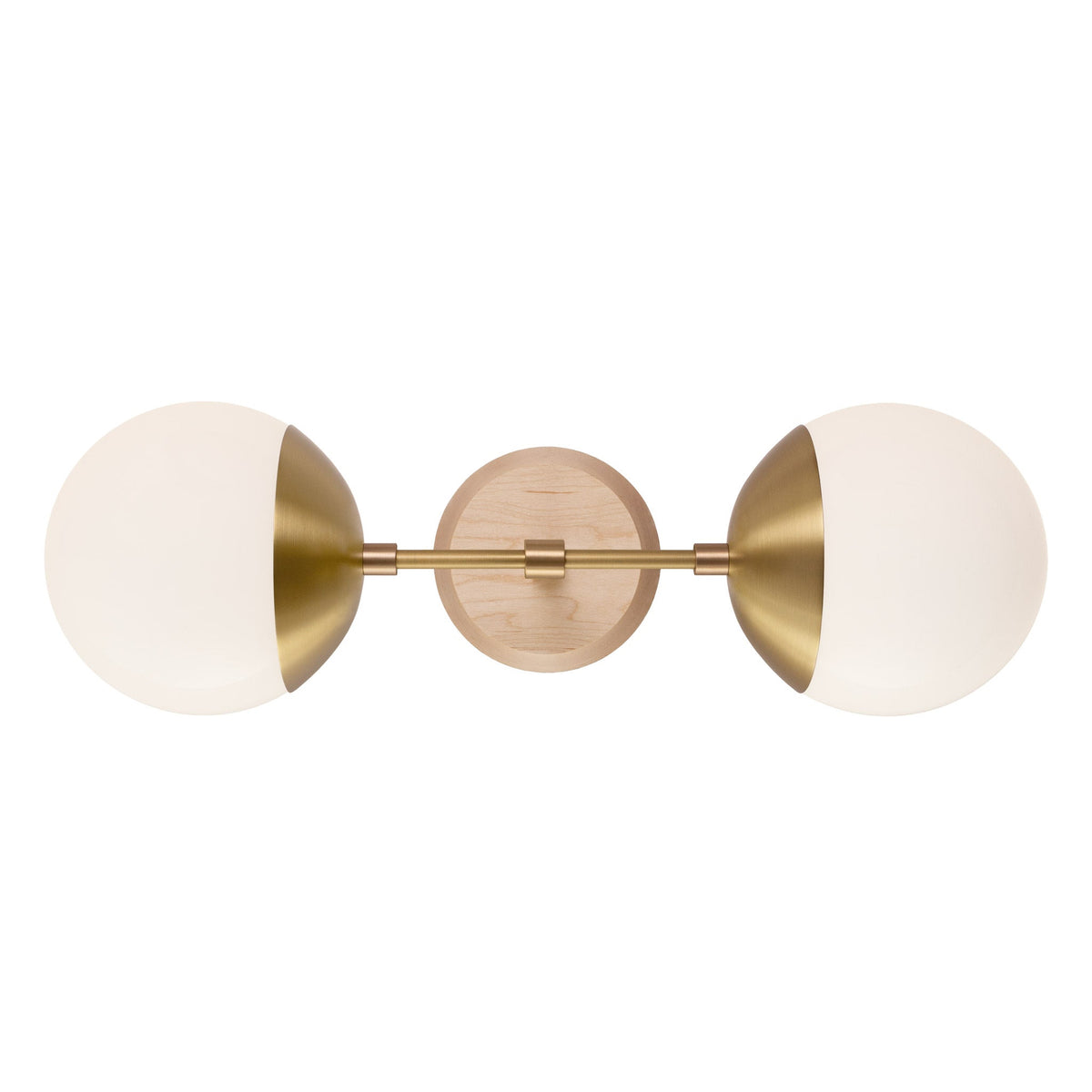 Theo shown in Heirloom Brass and a Maple Wood Canopy