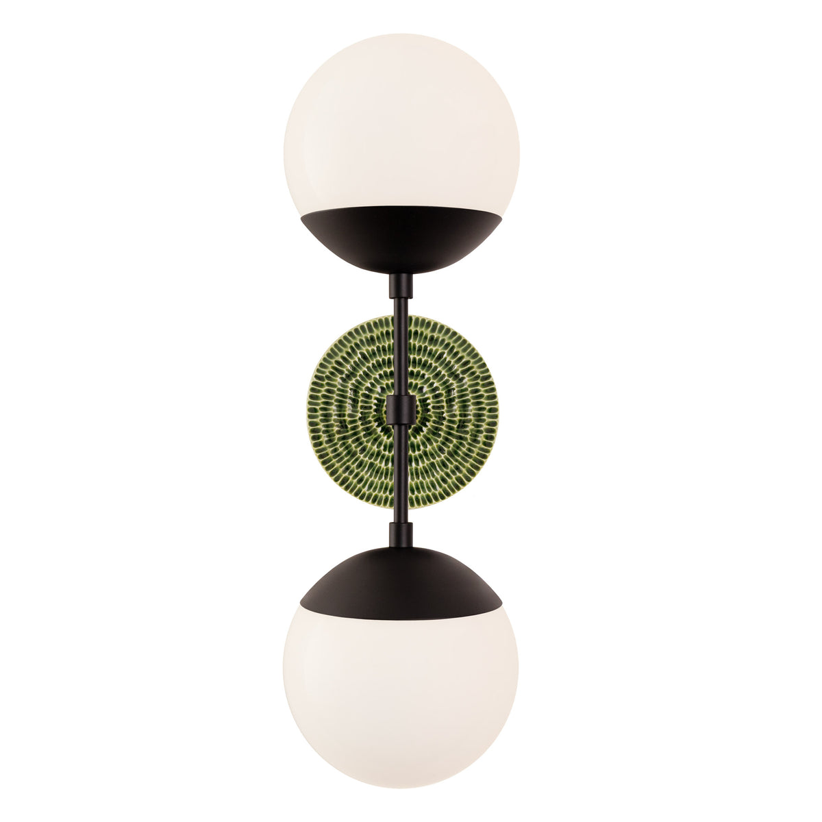 Theo shown in Matte Black with a Forest Green Sunflower Ceramic Canopy