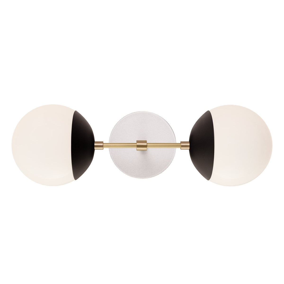 Theo shown in Matte Black with Brass and a Brownstone White Swift Ceramic Canopy
