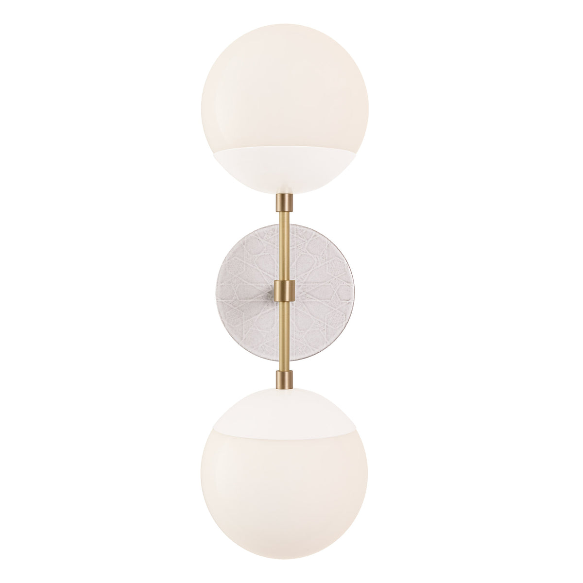Theo shown in Brass with White and a Brownstone White Star Ceramic Canopy