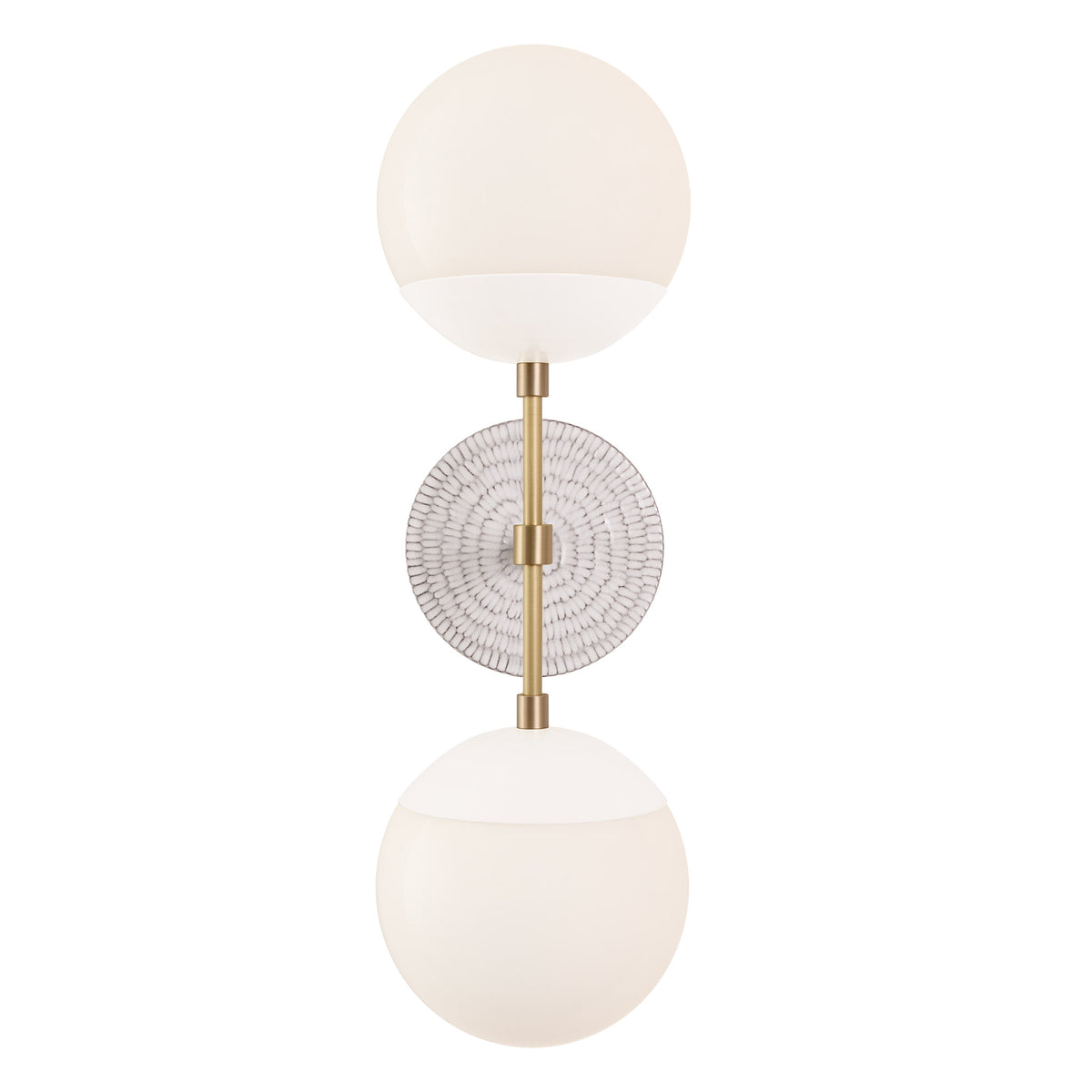 Theo shown in White with Brass and a Brownstone White Sunflower Ceramic Canopy