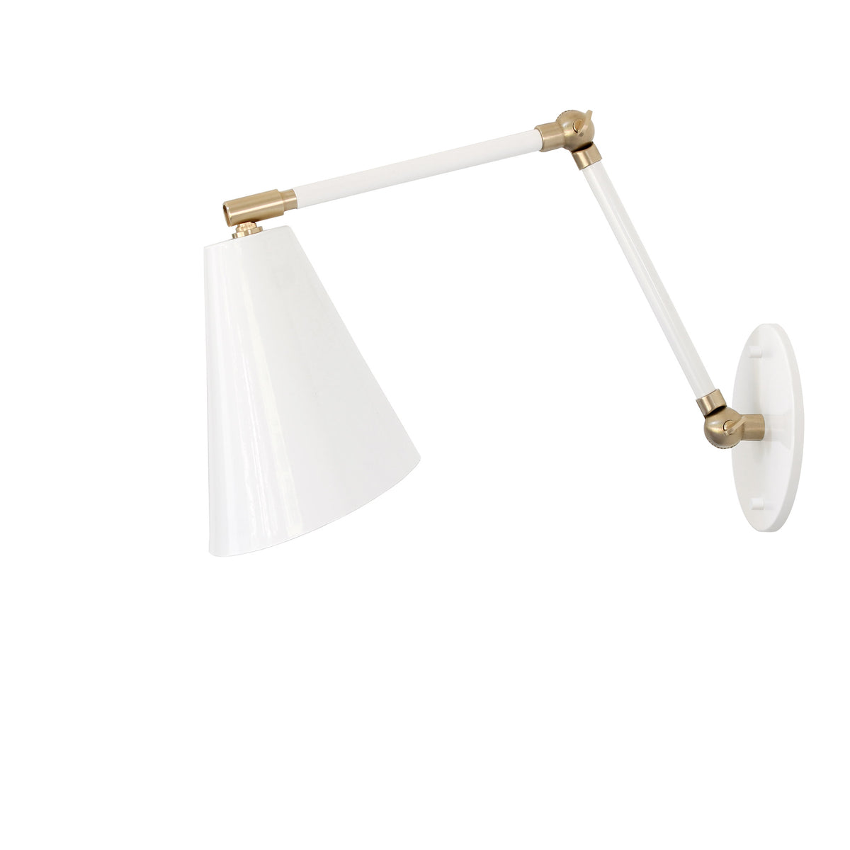 Tilt Cone Double Articulated shown in White with Brass Accents