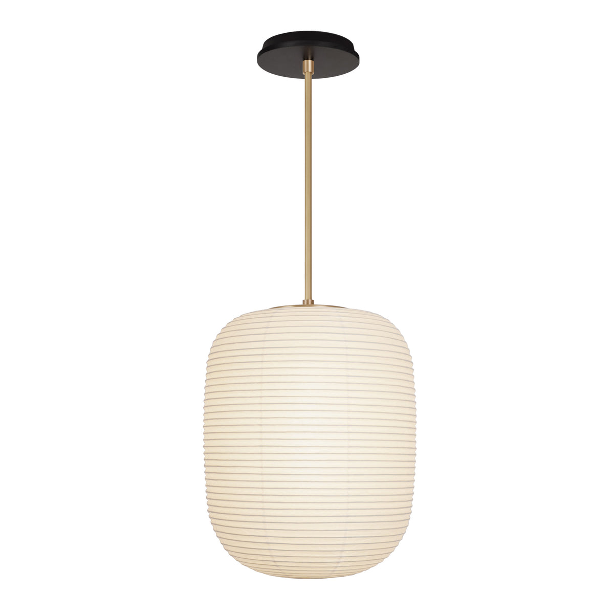 Umi Pendant shown in Brass with a Black Stained Wood Canopy