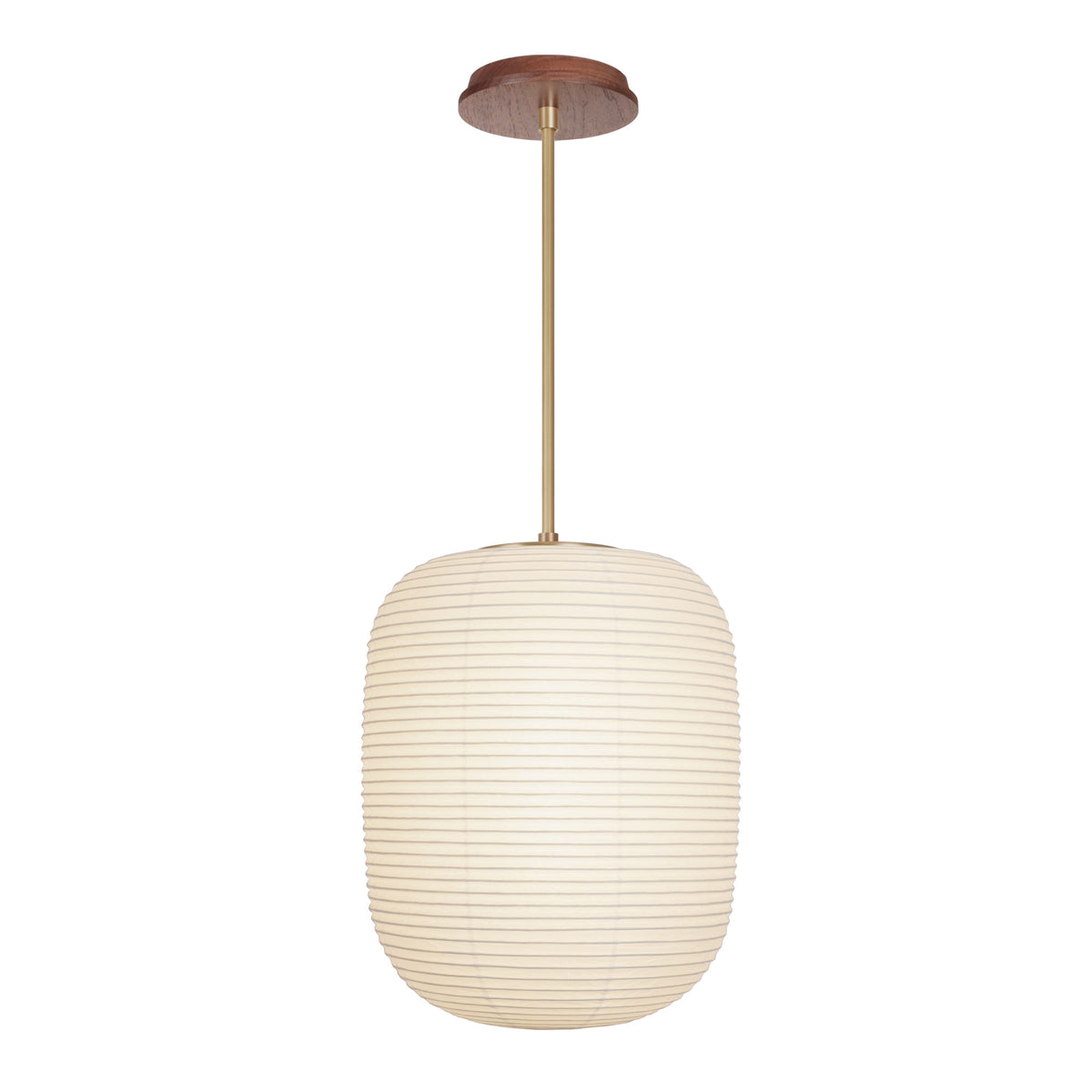 Umi Pendant shown in Brass with a Walnut Wood Canopy