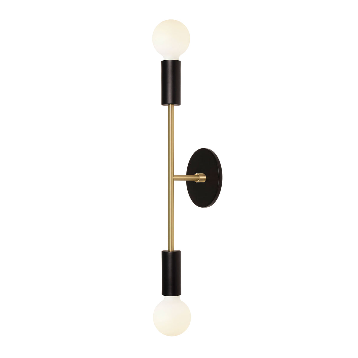 Venus Long shown in Matte Black cup and canopy finish with Brass accent finish