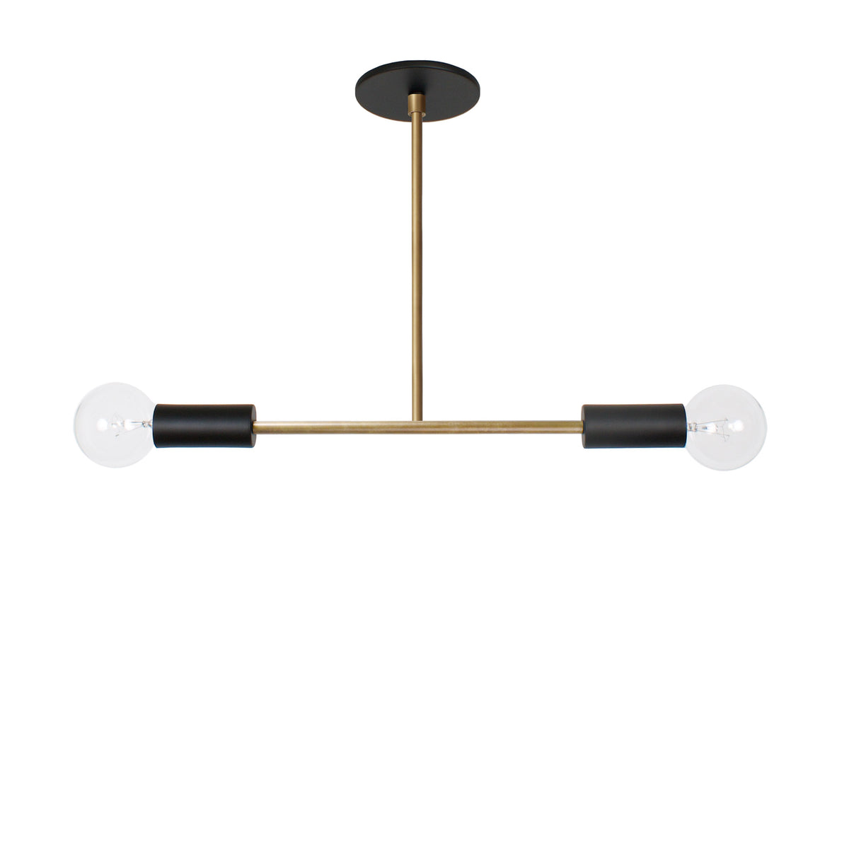 Venus Pendant shown in Matte Black with Heirloom Brass Accents