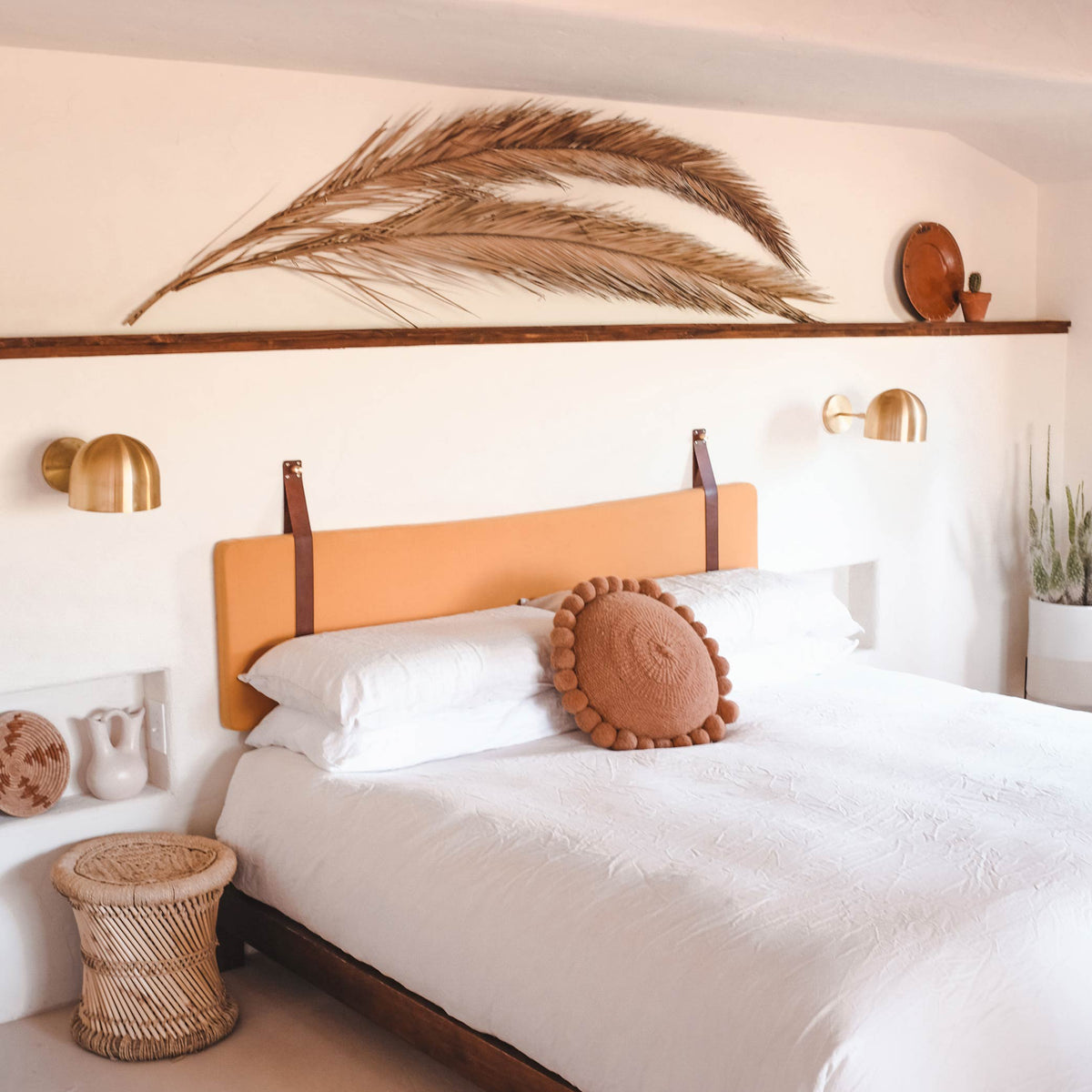 Amélie Sconce 8" shown in Brass. Interior Design by The Joshua Tree House