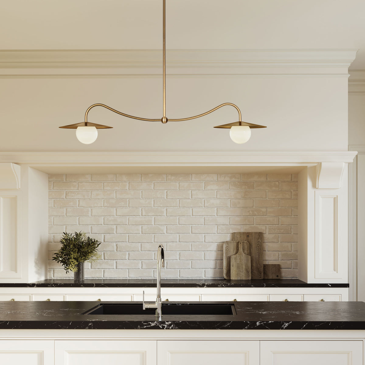 Marie Double Pendant shown in Heirloom Brass