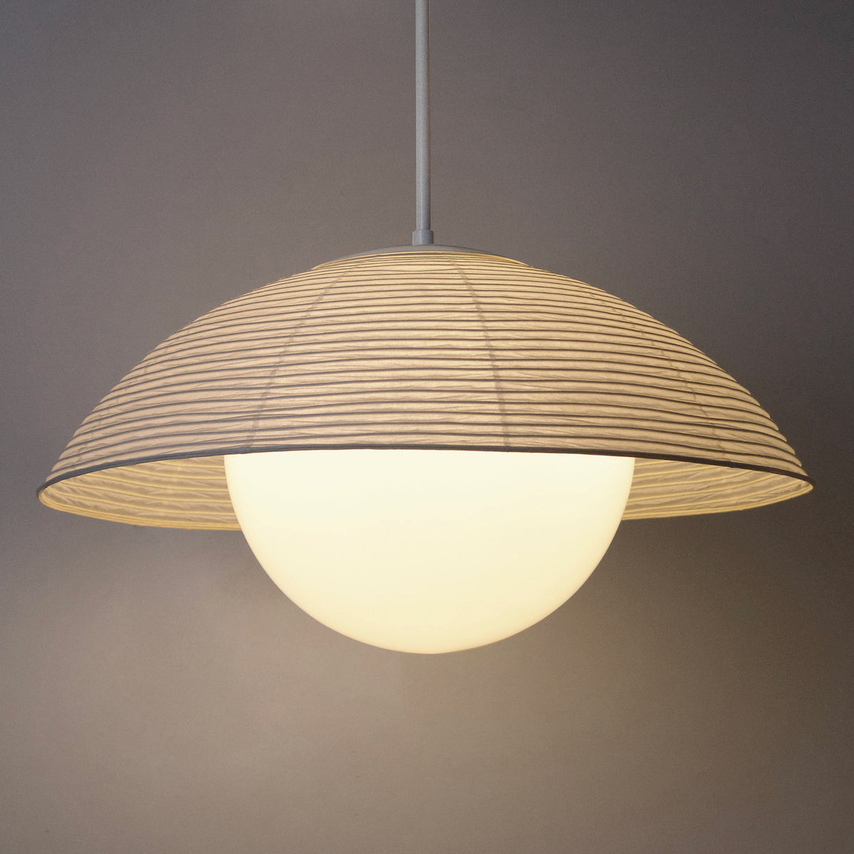 Maru Pendant with a Natural shade shown in White