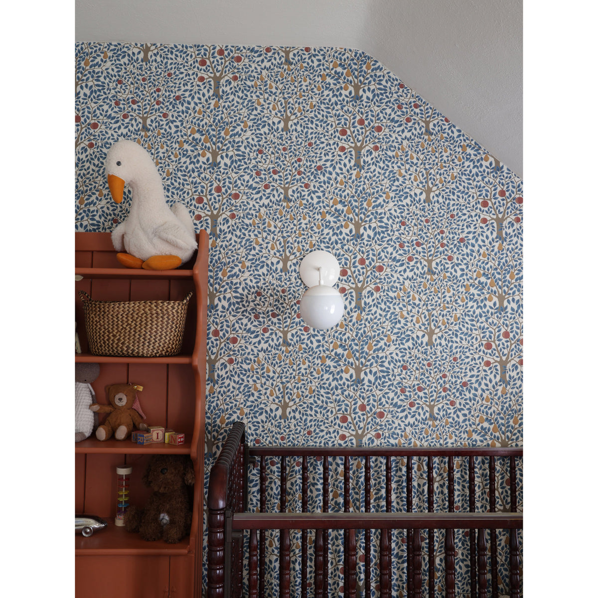 Alto Sconce 6" shown in White with an Opal 6" globe. Interior design by Sarah J. Meyer Design