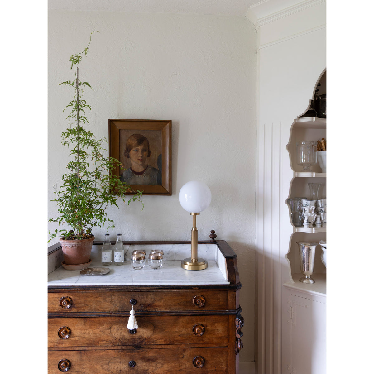 Hetty Table Lamp shown in Heirloom Brass